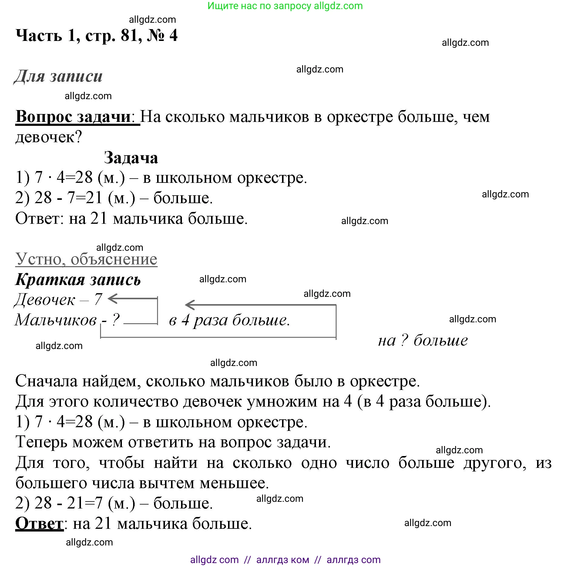 Математика, 3 класс Учебник, авторы: Моро Мария Игнатьевна, Бантова Мария Александровна, Бельтюкова Галина Васильевна, Волкова Светлана Ивановна, Степанова Светлана Вячеславовна, издательство Просвещение, Москва, 2023, белого цвета, Часть 1, страница 81, номер 4, Решение
