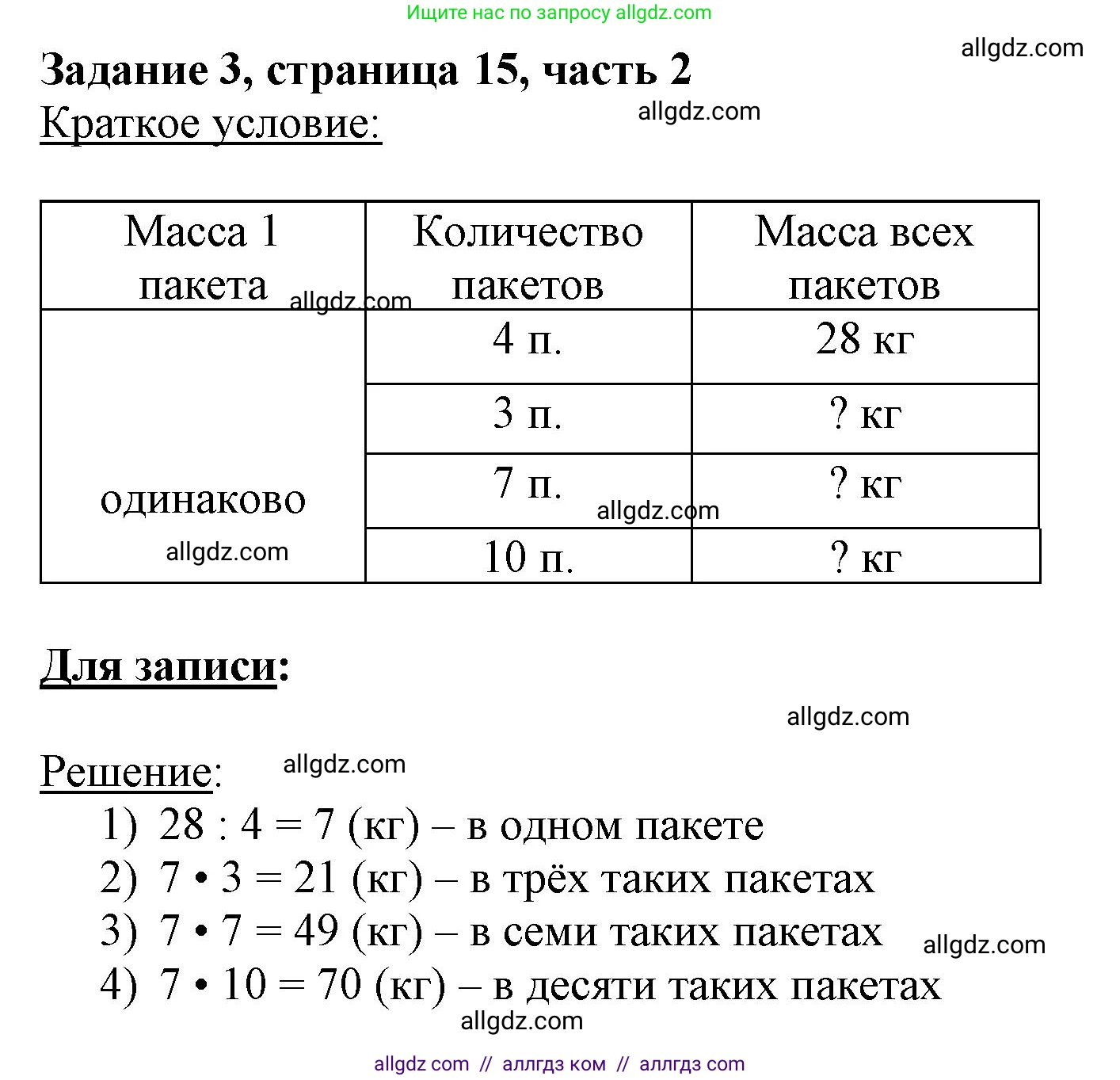 Математика, 3 класс Учебник, авторы: Моро Мария Игнатьевна, Бантова Мария Александровна, Бельтюкова Галина Васильевна, Волкова Светлана Ивановна, Степанова Светлана Вячеславовна, издательство Просвещение, Москва, 2023, белого цвета, Часть 2, страница 15, номер 3, Решение