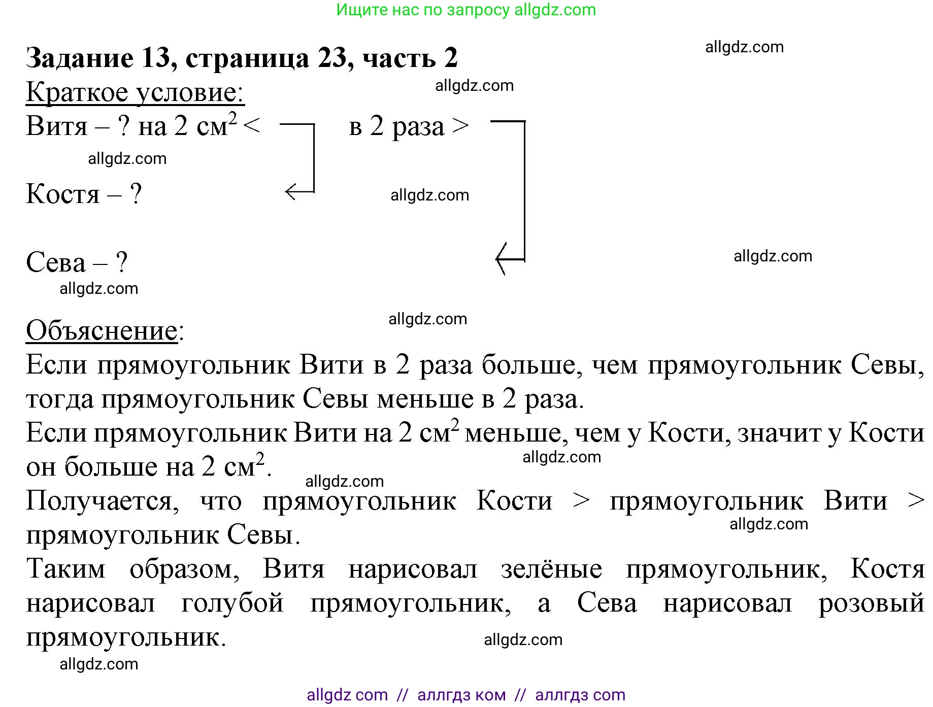 Математика, 3 класс Учебник, авторы: Моро Мария Игнатьевна, Бантова Мария Александровна, Бельтюкова Галина Васильевна, Волкова Светлана Ивановна, Степанова Светлана Вячеславовна, издательство Просвещение, Москва, 2023, белого цвета, Часть 2, страница 23, номер 13, Решение