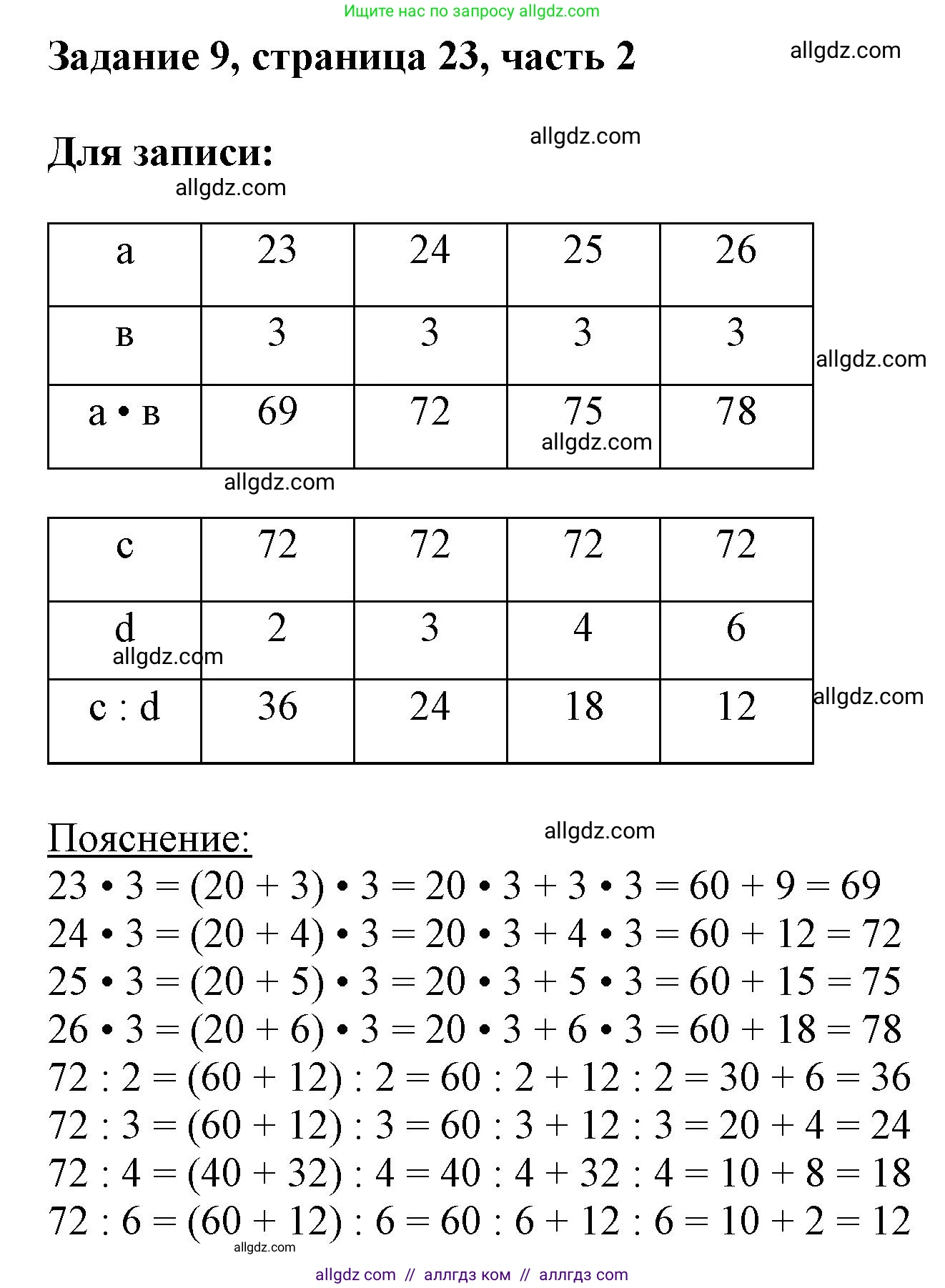 Математика, 3 класс Учебник, авторы: Моро Мария Игнатьевна, Бантова Мария Александровна, Бельтюкова Галина Васильевна, Волкова Светлана Ивановна, Степанова Светлана Вячеславовна, издательство Просвещение, Москва, 2023, белого цвета, Часть 2, страница 23, номер 9, Решение