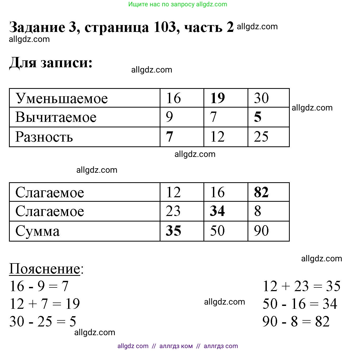 Математика, 3 класс Учебник, авторы: Моро Мария Игнатьевна, Бантова Мария Александровна, Бельтюкова Галина Васильевна, Волкова Светлана Ивановна, Степанова Светлана Вячеславовна, издательство Просвещение, Москва, 2023, белого цвета, Часть 2, страница 103, номер 3, Решение