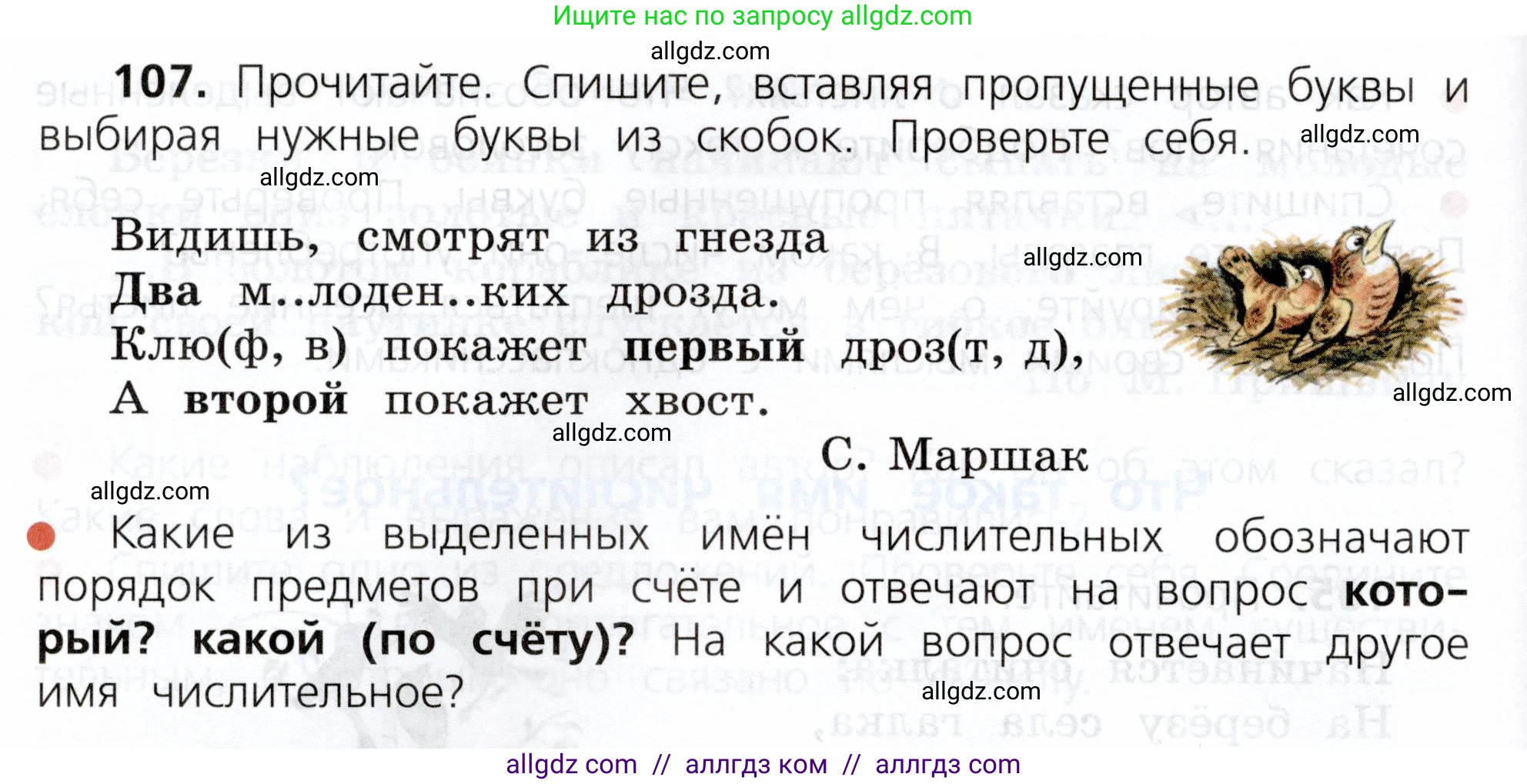 Русский язык, 3 класс Учебник, авторы: Канакина Валентина Павловна, Горецкий Всеслав Гаврилович, издательство Просвещение, Москва, 2023, белого цвета, Часть 1, страница 60, номер 107, Условие