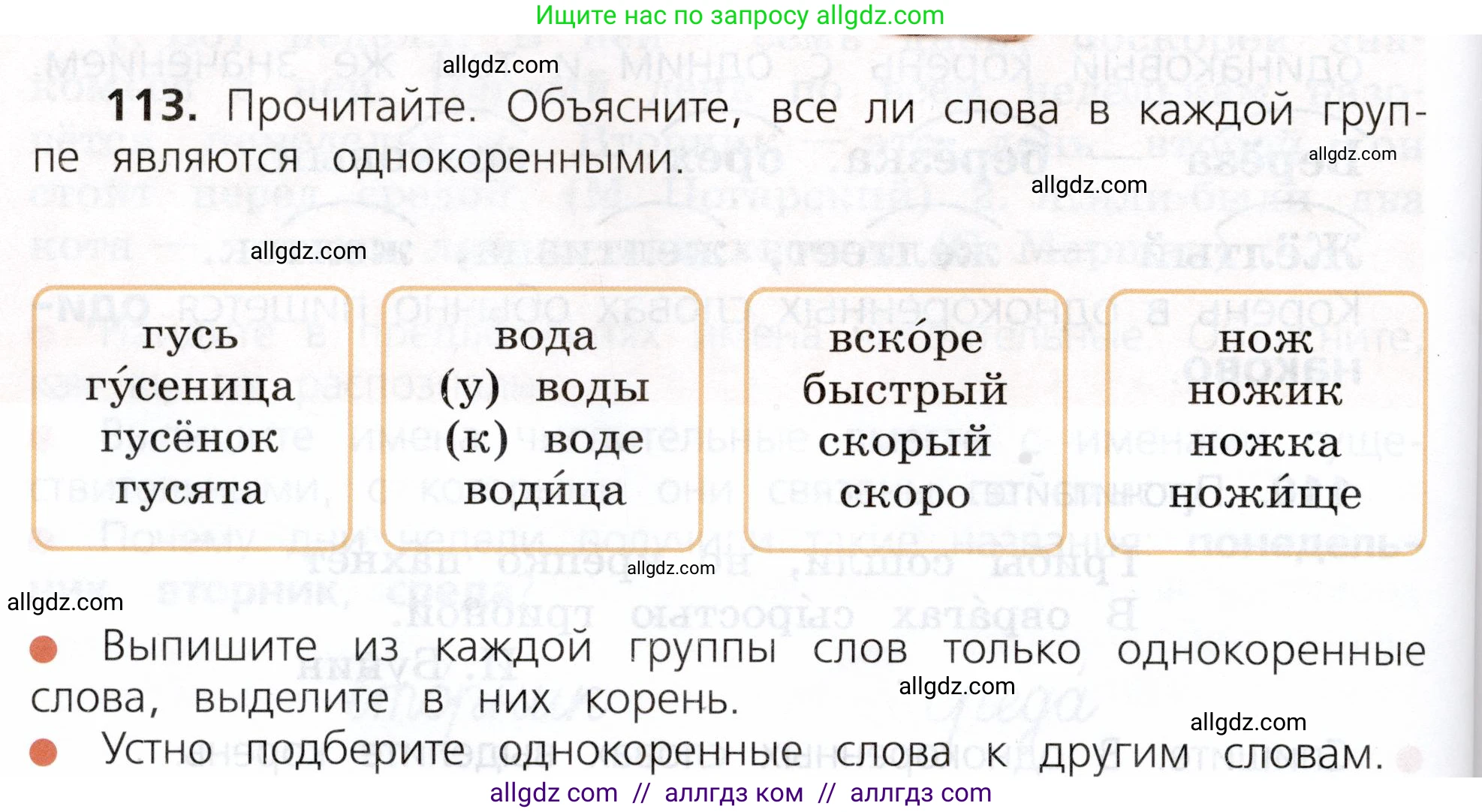 Русский язык, 3 класс Учебник, авторы: Канакина Валентина Павловна, Горецкий Всеслав Гаврилович, издательство Просвещение, Москва, 2023, белого цвета, Часть 1, страница 62, номер 113, Условие
