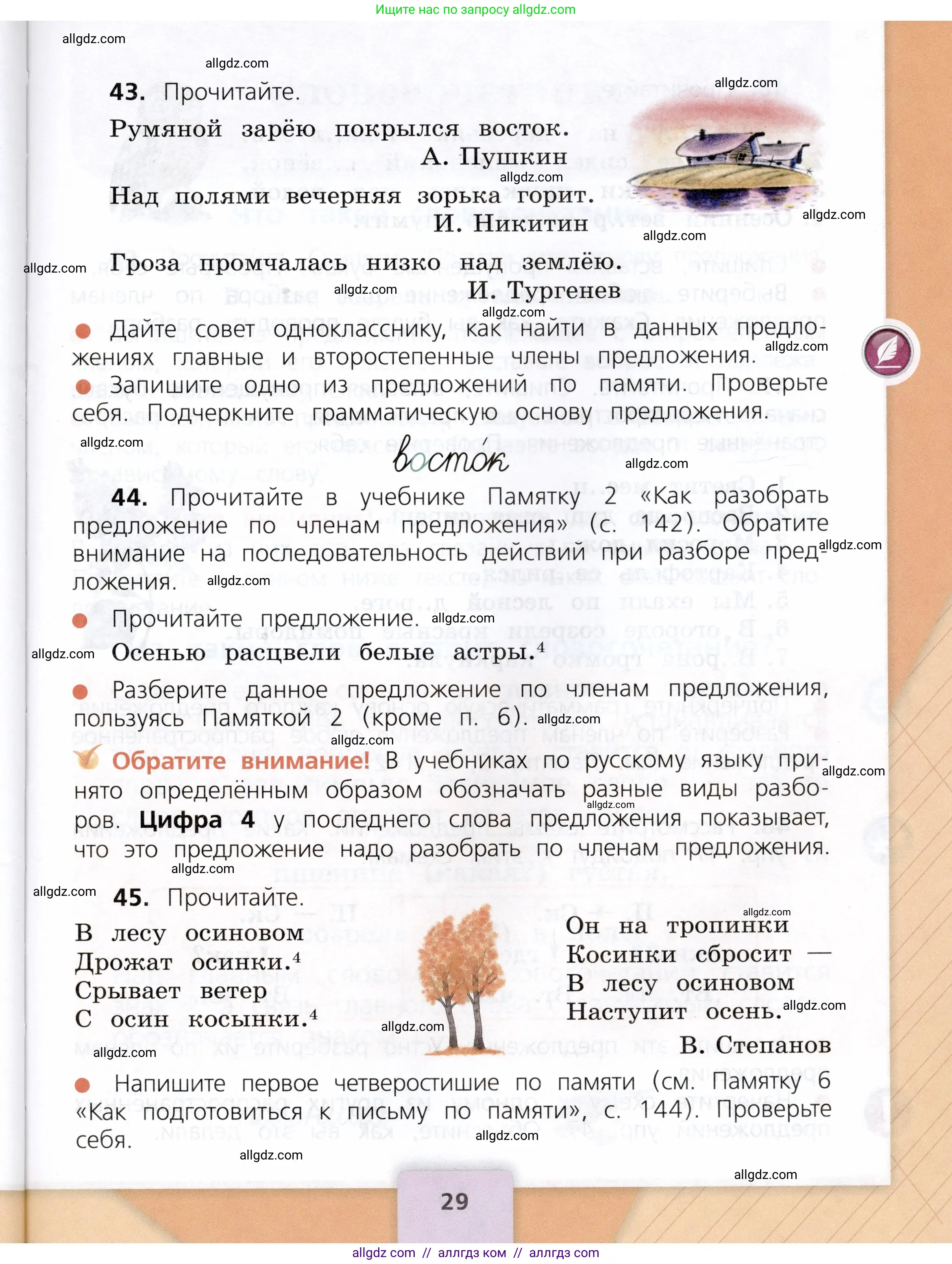 Русский язык, 3 класс Учебник, авторы: Канакина Валентина Павловна, Горецкий Всеслав Гаврилович, издательство Просвещение, Москва, 2023, белого цвета, Часть 1, страница 29