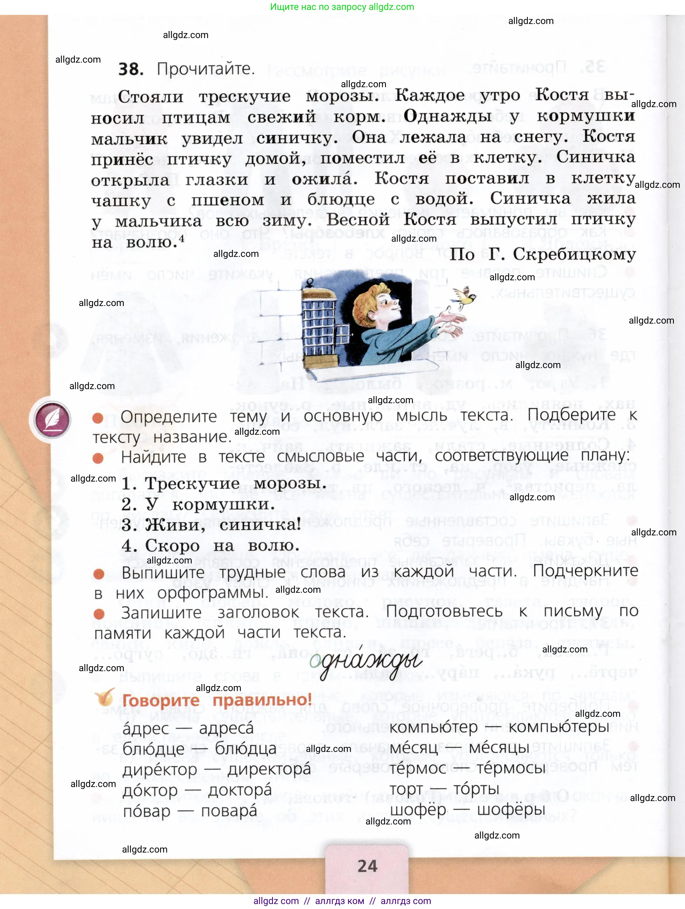 Русский язык, 3 класс Учебник, авторы: Канакина Валентина Павловна, Горецкий Всеслав Гаврилович, издательство Просвещение, Москва, 2023, белого цвета, Часть 2, страница 24