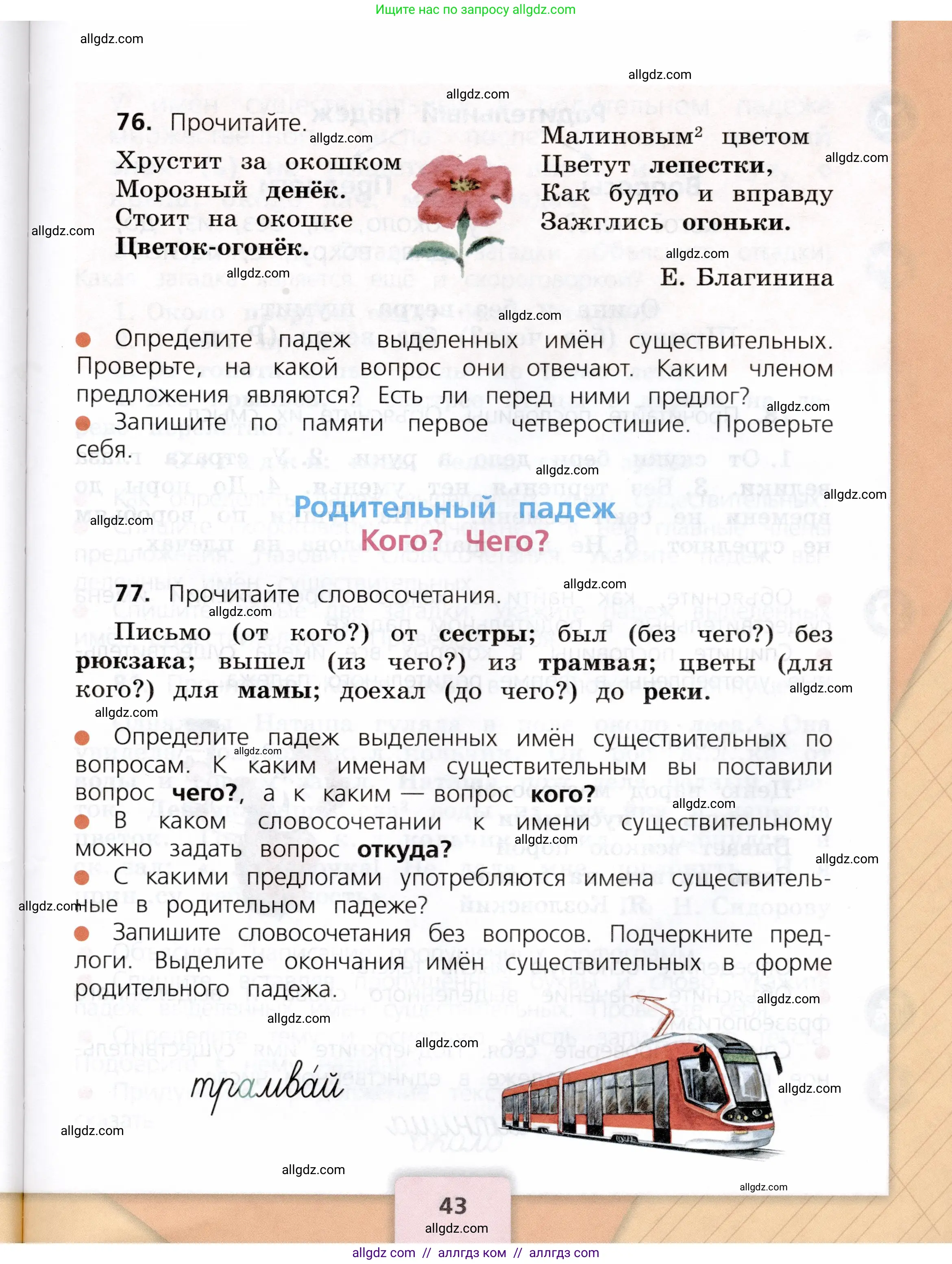 Русский язык, 3 класс Учебник, авторы: Канакина Валентина Павловна, Горецкий Всеслав Гаврилович, издательство Просвещение, Москва, 2023, белого цвета, Часть 2, страница 43