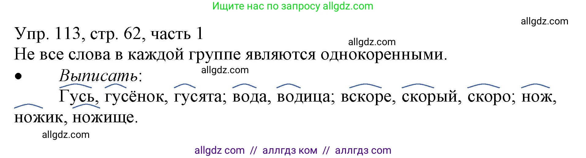 Русский язык, 3 класс Учебник, авторы: Канакина Валентина Павловна, Горецкий Всеслав Гаврилович, издательство Просвещение, Москва, 2023, белого цвета, Часть 1, страница 62, номер 113, Решение