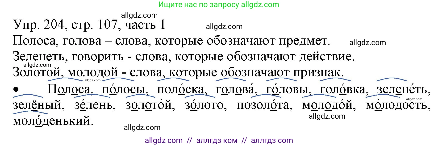 Русский язык, 3 класс Учебник, авторы: Канакина Валентина Павловна, Горецкий Всеслав Гаврилович, издательство Просвещение, Москва, 2023, белого цвета, Часть 1, страница 107, номер 204, Решение