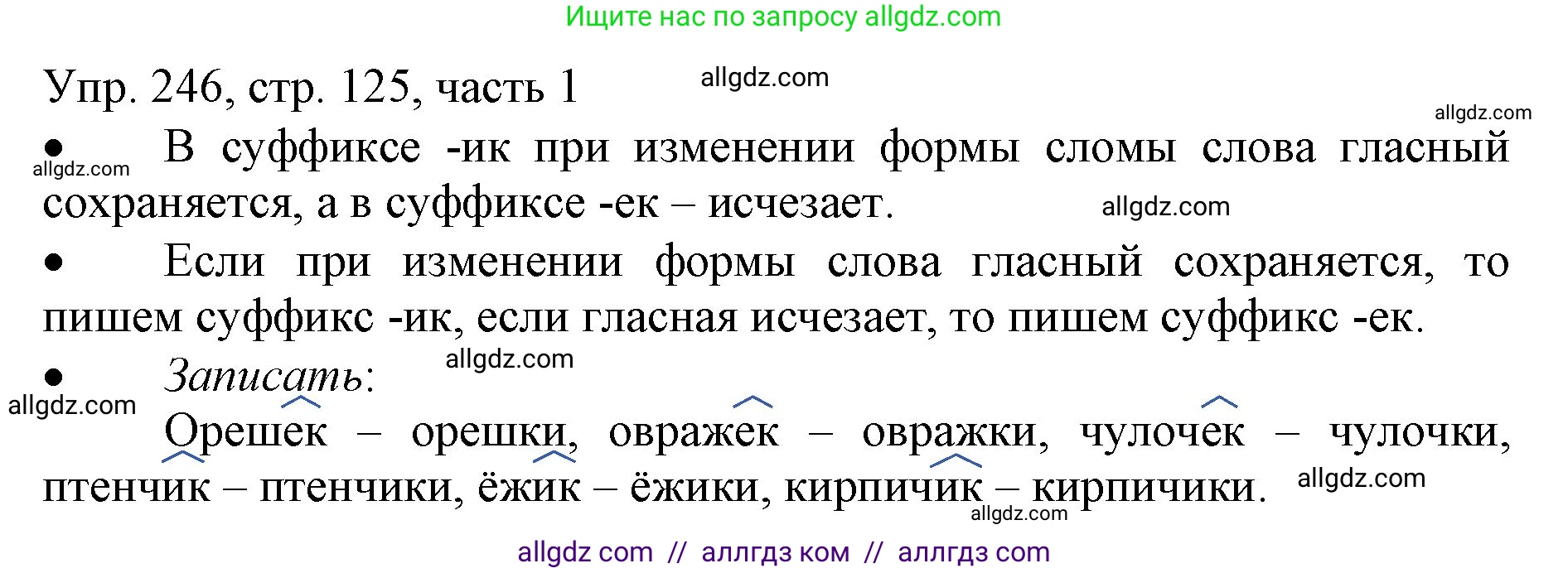 Русский язык, 3 класс Учебник, авторы: Канакина Валентина Павловна, Горецкий Всеслав Гаврилович, издательство Просвещение, Москва, 2023, белого цвета, Часть 1, страница 125, номер 246, Решение