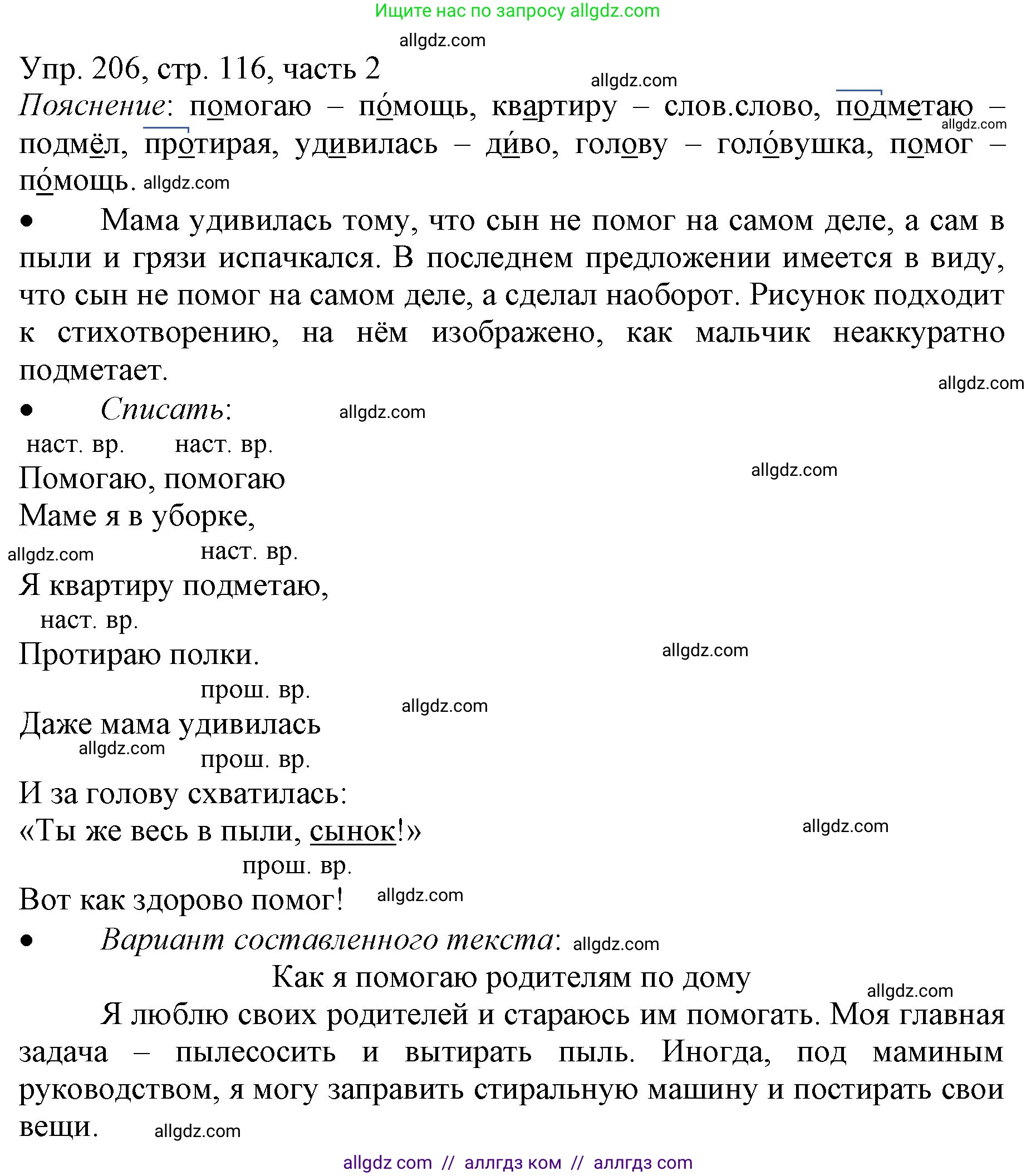 Русский язык, 3 класс Учебник, авторы: Канакина Валентина Павловна, Горецкий Всеслав Гаврилович, издательство Просвещение, Москва, 2023, белого цвета, Часть 2, страница 116, номер 206, Решение