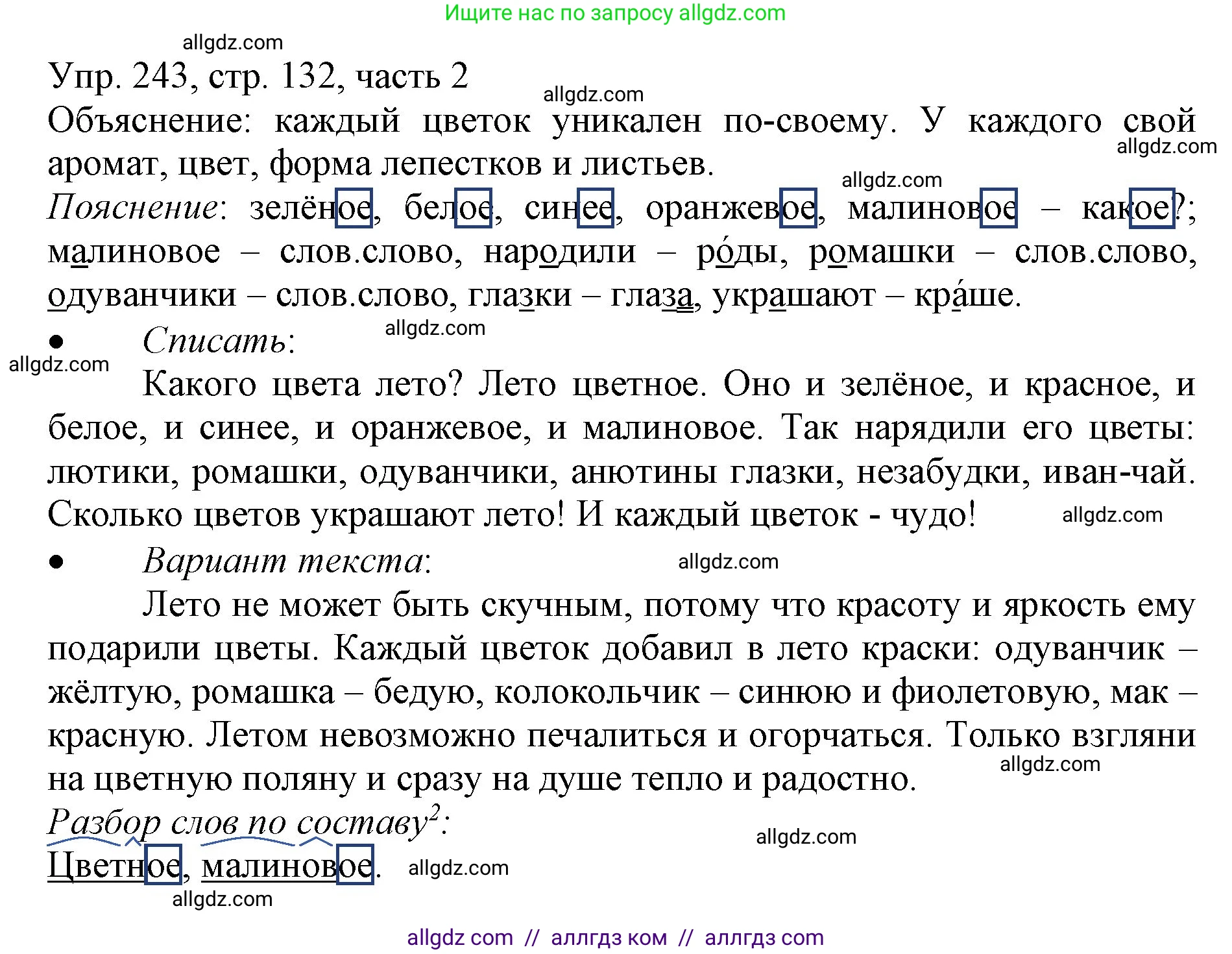 Русский язык, 3 класс Учебник, авторы: Канакина Валентина Павловна, Горецкий Всеслав Гаврилович, издательство Просвещение, Москва, 2023, белого цвета, Часть 2, страница 132, номер 243, Решение