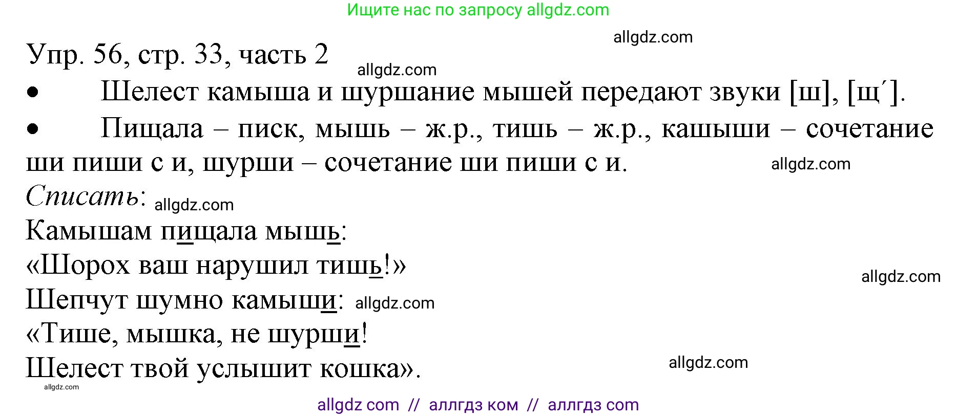 Русский язык, 3 класс Учебник, авторы: Канакина Валентина Павловна, Горецкий Всеслав Гаврилович, издательство Просвещение, Москва, 2023, белого цвета, Часть 2, страница 33, номер 56, Решение