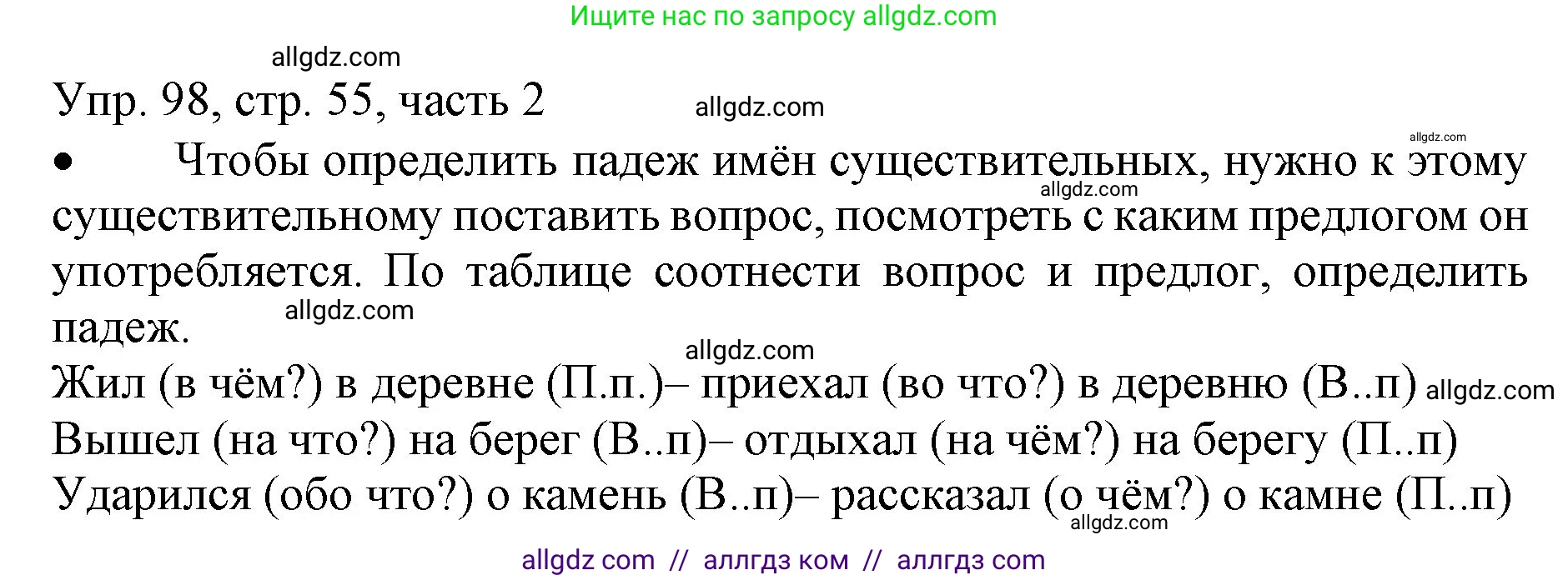Русский язык, 3 класс Учебник, авторы: Канакина Валентина Павловна, Горецкий Всеслав Гаврилович, издательство Просвещение, Москва, 2023, белого цвета, Часть 2, страница 55, номер 98, Решение