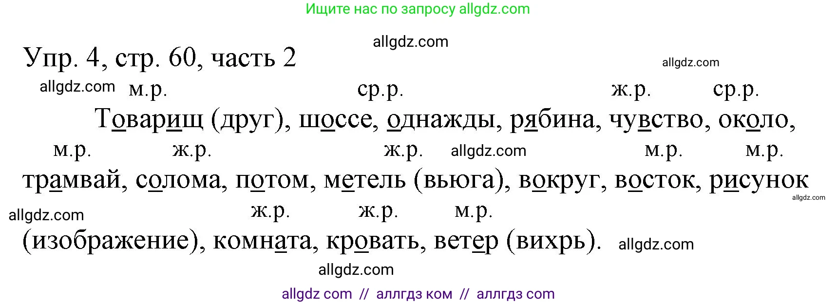 Русский язык, 3 класс Учебник, авторы: Канакина Валентина Павловна, Горецкий Всеслав Гаврилович, издательство Просвещение, Москва, 2023, белого цвета, Часть 2, страница 60, номер 4, Решение