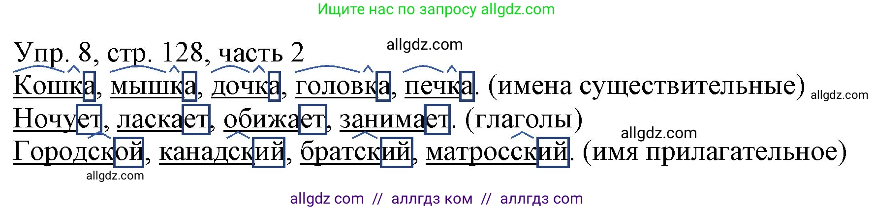 Русский язык, 3 класс Учебник, авторы: Канакина Валентина Павловна, Горецкий Всеслав Гаврилович, издательство Просвещение, Москва, 2023, белого цвета, Часть 2, страница 128, номер 8, Решение