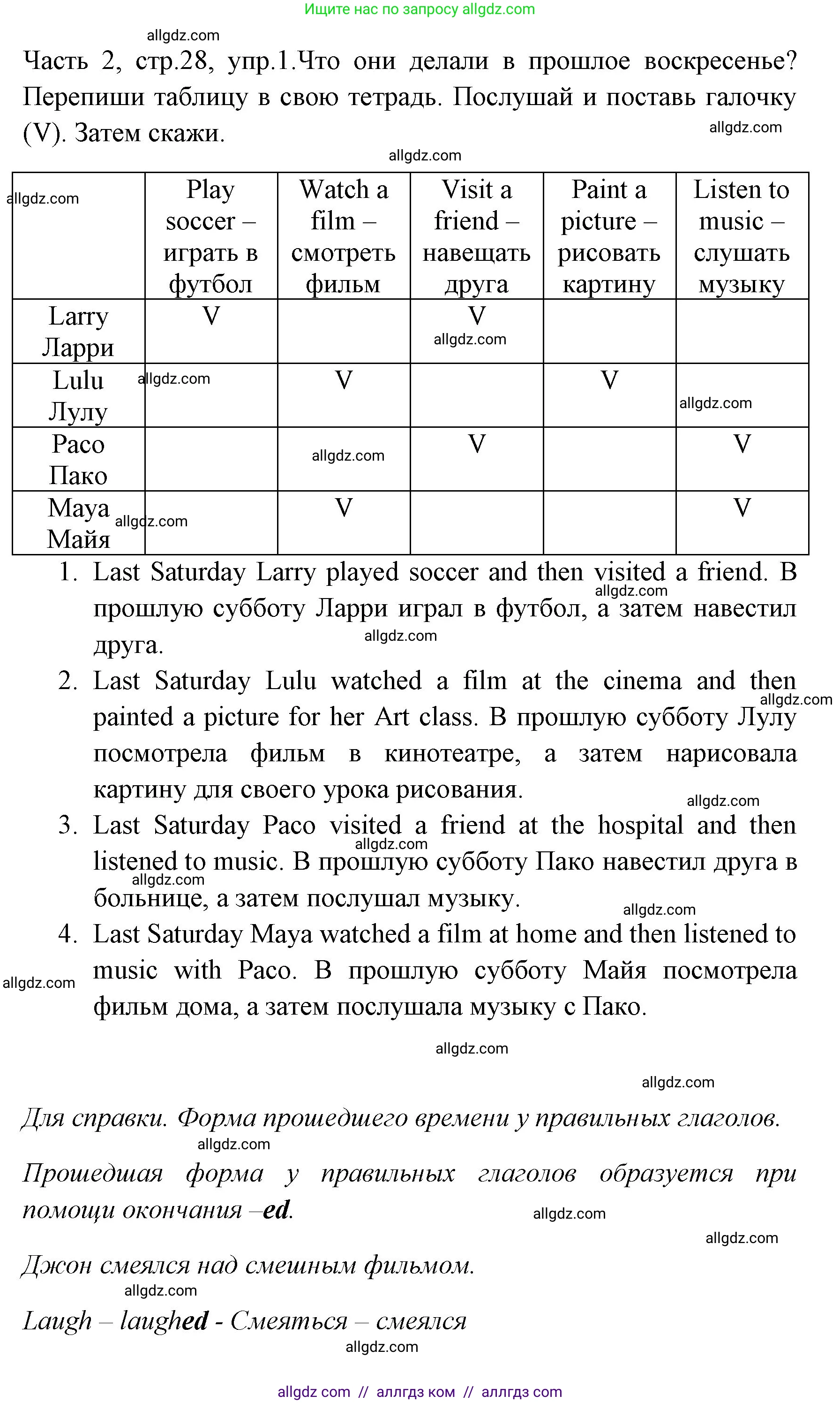 Английский язык (english), 4 класс Учебник (Student's book), авторы: Быкова Надежда Ильинична (Bykova Nadezhda), Дули Дженни (Dooley Jenny), Поспелова Марина Давидовна (Pospelova Marina), Эванс Вирджиния (Evans Virginia), издательство Просвещение, Москва, 2023, белого цвета, Часть ( Part) 2, страница 28, номер 1, Решение 1