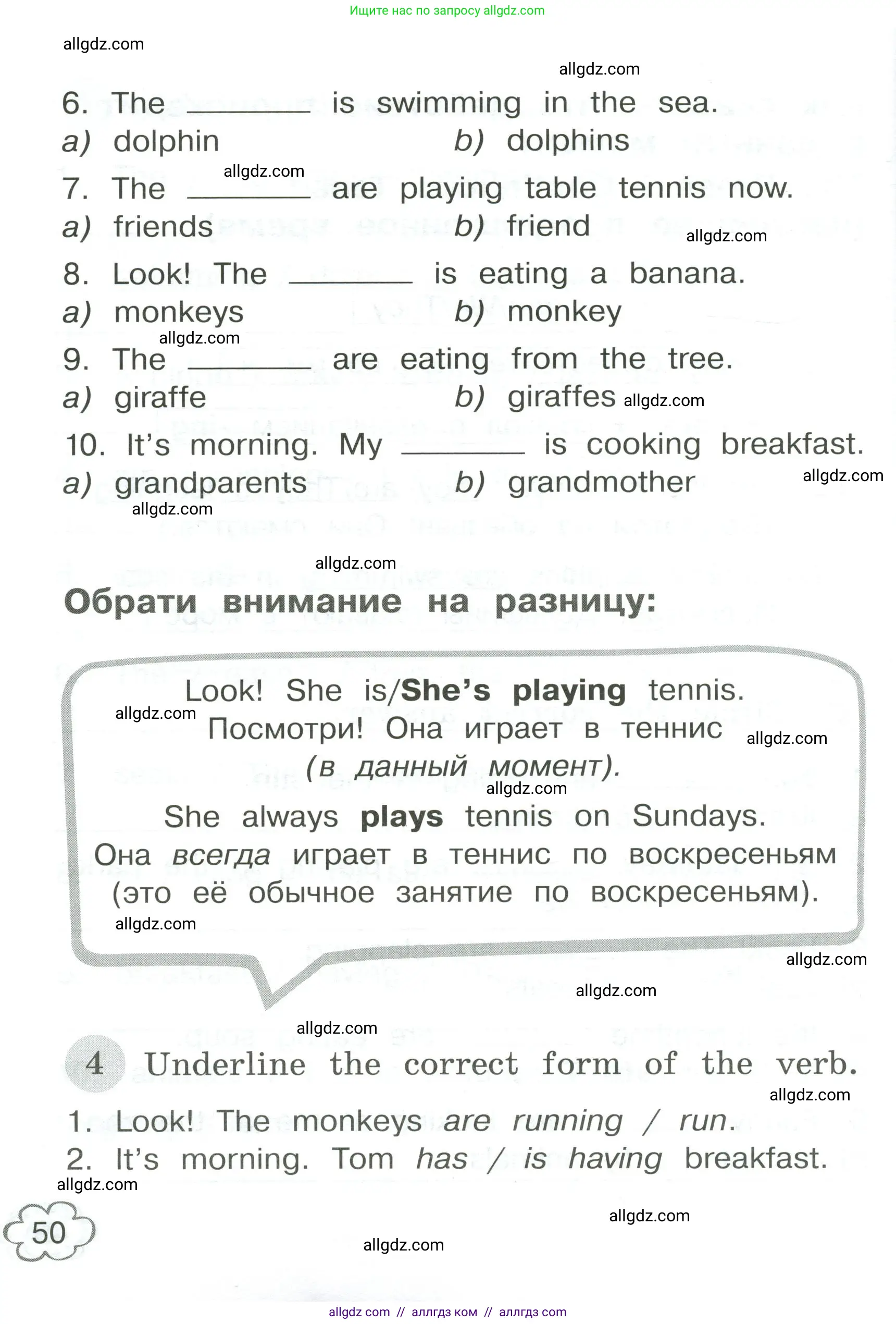 Английский язык (english), 4 класс Грамматический тренажёр, автор: Юшина Дарья Генадьевна, издательство Просвещение, Москва, 2019, красного цвета, страница 50