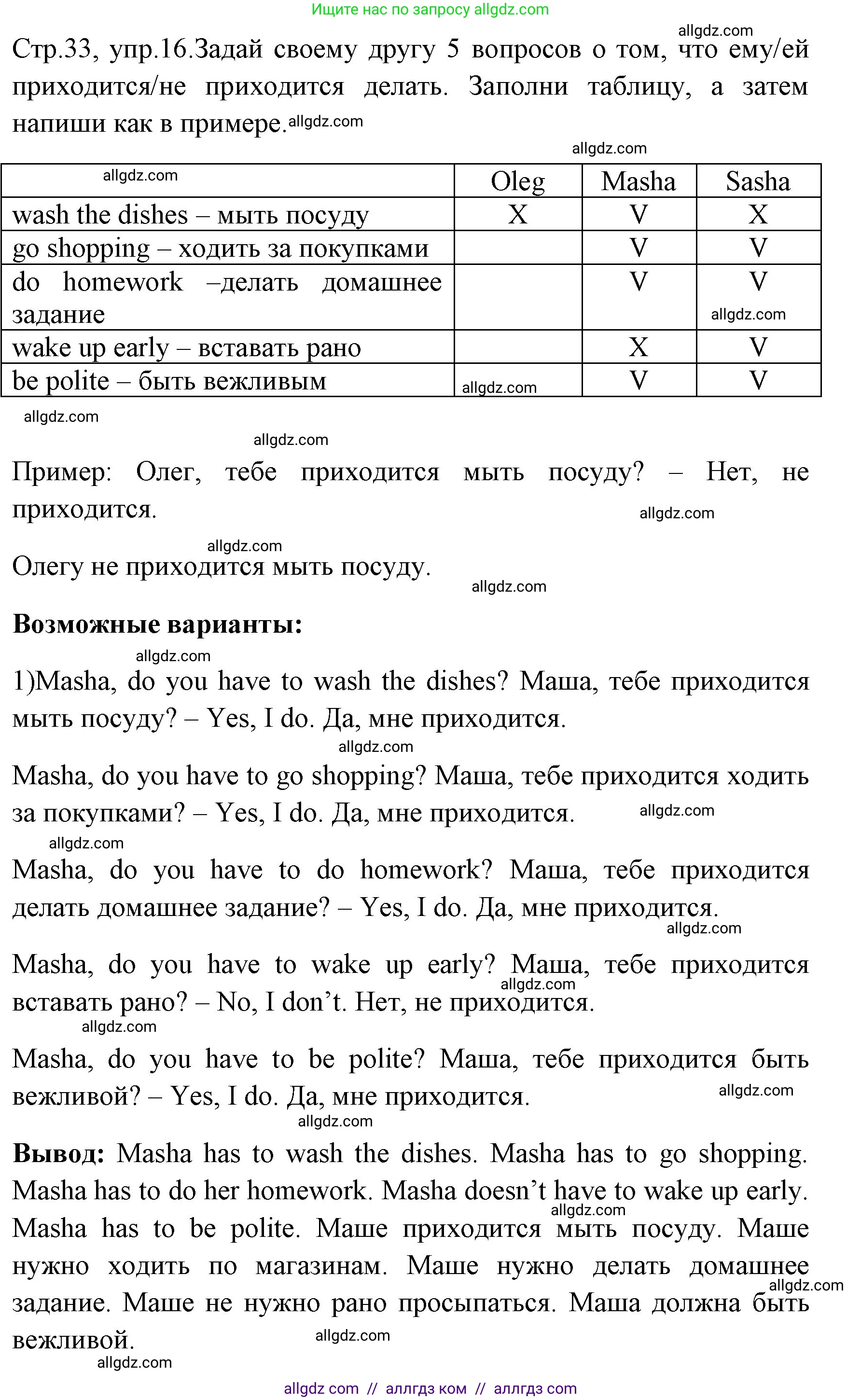 Английский язык (english), 4 класс Грамматический тренажёр, автор: Юшина Дарья Генадьевна, издательство Просвещение, Москва, 2019, красного цвета, страница 33, номер 16, Решение