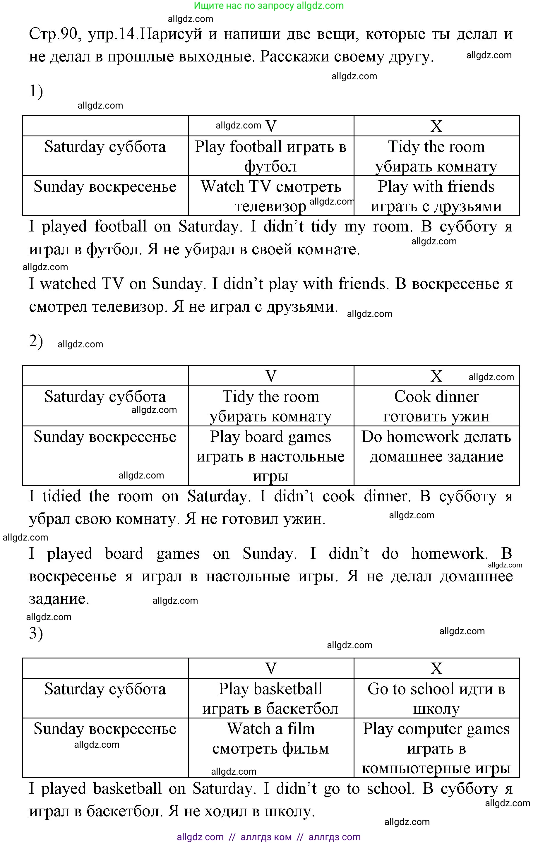 Английский язык (english), 4 класс Грамматический тренажёр, автор: Юшина Дарья Генадьевна, издательство Просвещение, Москва, 2019, красного цвета, страница 90, номер 14, Решение