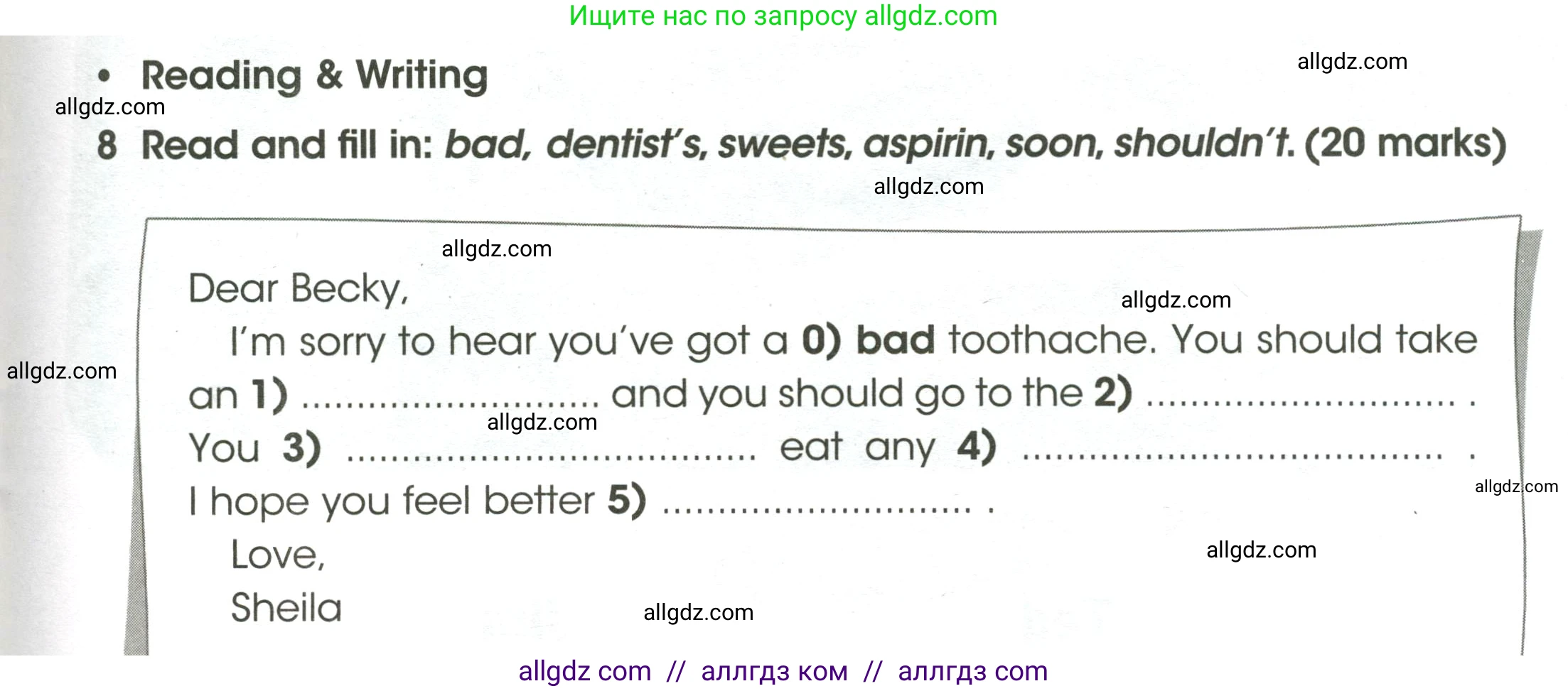Английский язык (english), 4 класс контрольные задания (test booklet), авторы: Баранова Ксения Михайловна (Baranova Ksenia), Дули Дженни (Dooley Jenny), Копылова Виктория Викторовна (Kopylova Victoria), Мильруд Радислав Петрович (Millrood Radislav), Эванс Вирджиния (Evans Virginia), издательство Просвещение, Москва, 2023, серого цвета, страница 55, номер 8, Условие