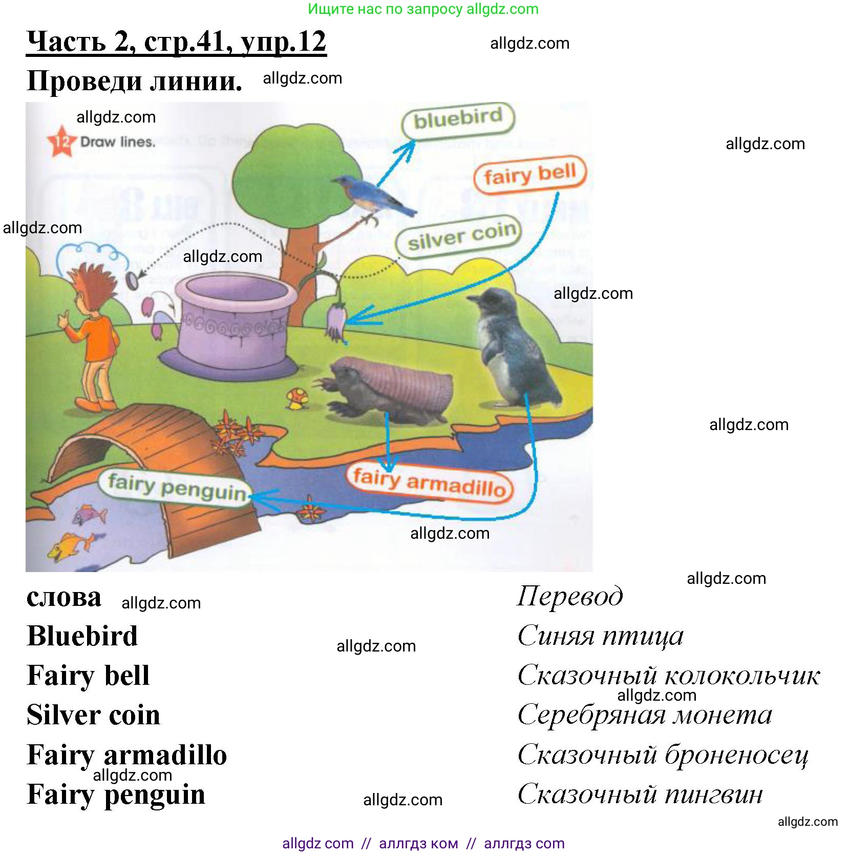 Английский язык (english), 4 класс Рабочая тетрадь (workbook), авторы: Баранова Ксения Михайловна (Baranova Ksenia), Бадулина Ольга Ивановна, Копылова Виктория Викторовна (Kopylova Victoria), Мильруд Радислав Петрович (Millrood Radislav), Эванс Вирджиния (Evans Virginia), издательство Просвещение, Москва, 2023, оранжевого цвета, Часть ( Part) 2, страница 41, номер 12, Решение