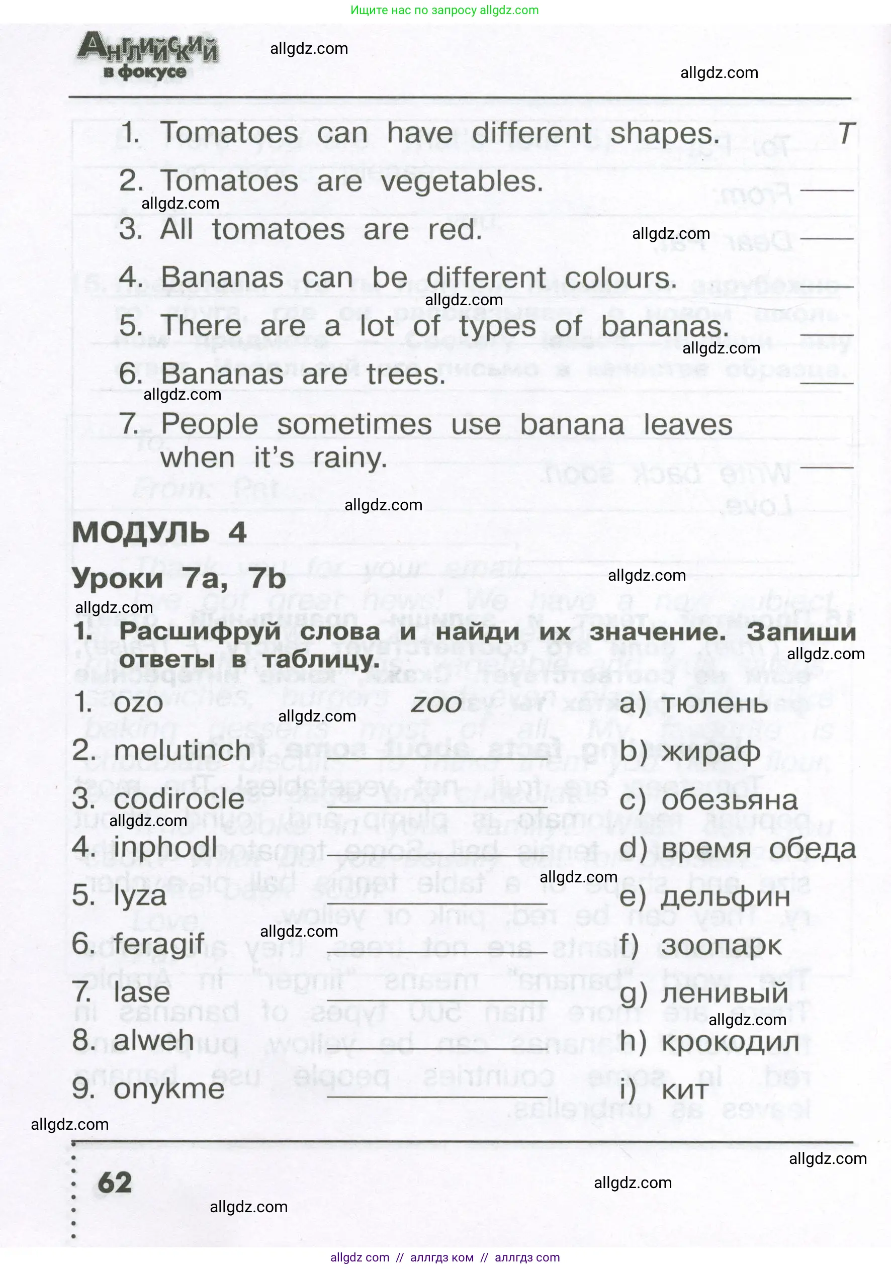 Английский язык (english), 4 класс Сборник упражнений, авторы: Быкова Надежда Ильинична (Bykova Nadezhda), Поспелова Марина Давидовна (Pospelova Marina), издательство Просвещение, Москва, 2023, оранжевого цвета, страница 62