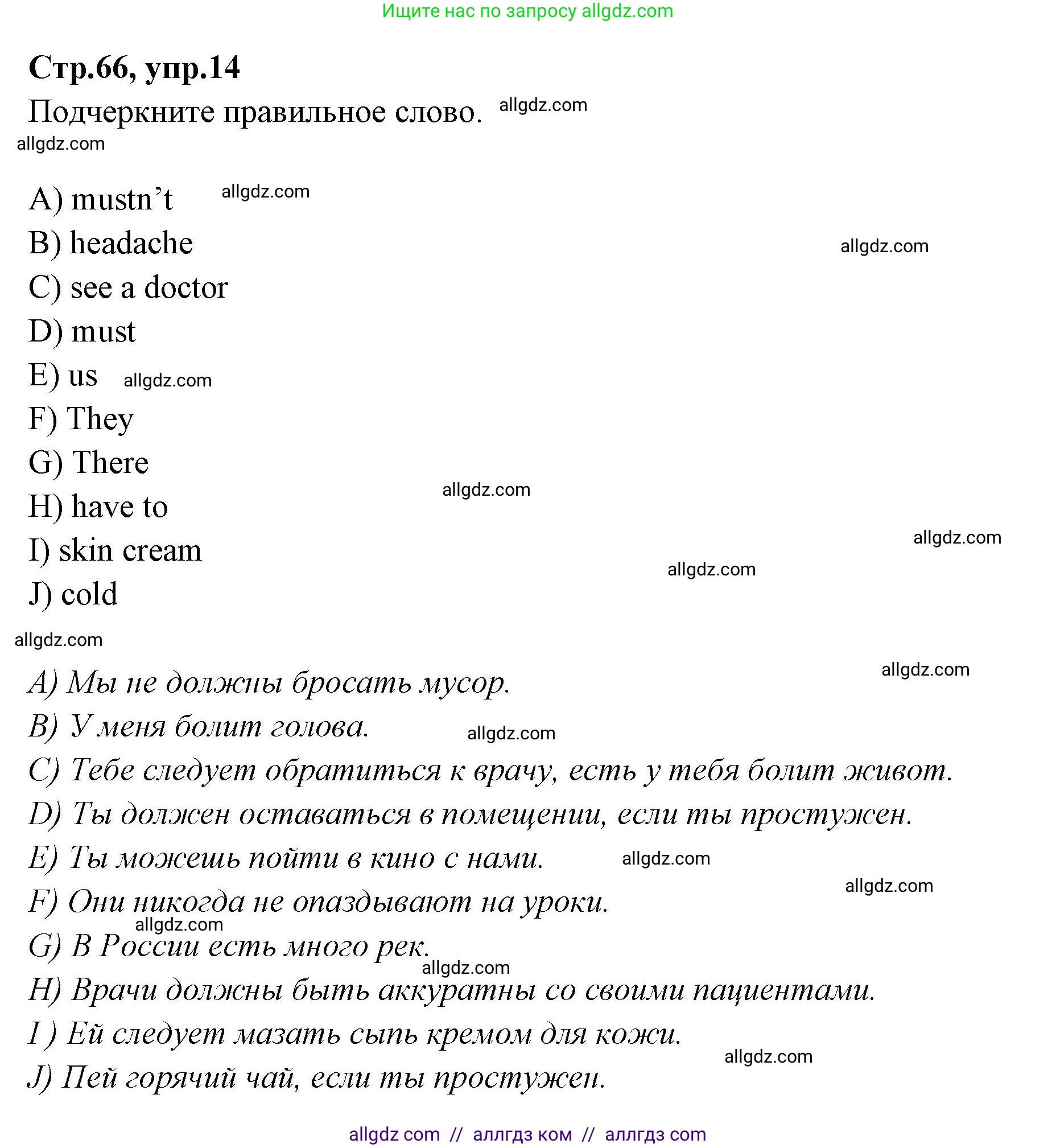 Английский язык (english), 4 класс Сборник упражнений, автор: Котова Марина Петровна, издательство Просвещение, Москва, 2023, белого цвета, страница 66, номер 14, Решение