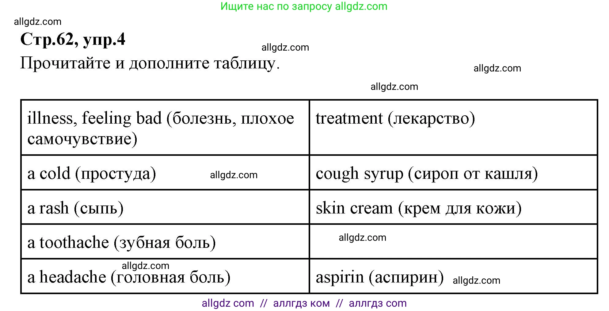 Английский язык (english), 4 класс Сборник упражнений, автор: Котова Марина Петровна, издательство Просвещение, Москва, 2023, белого цвета, страница 62, номер 4, Решение