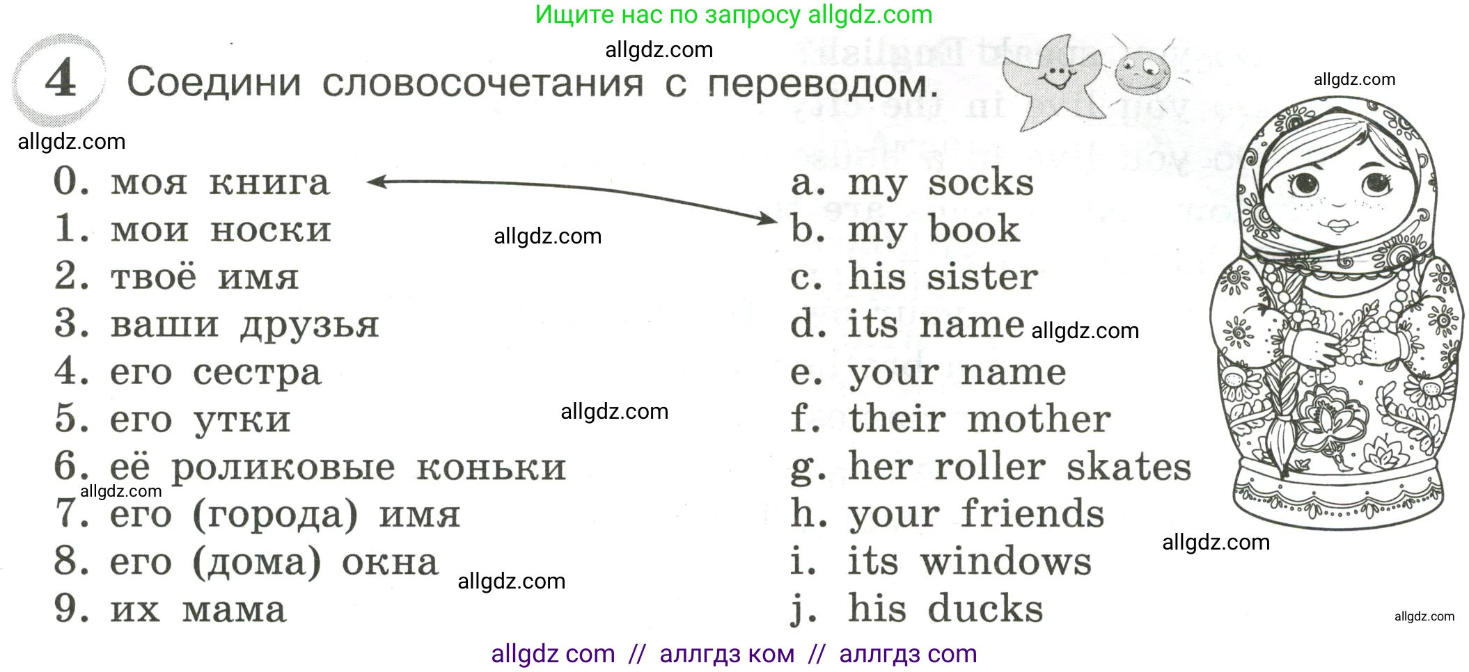Английский язык (english), 4 класс сборник грамматических упражнений, автор: Рязанцева Светлана Борисовна, издательство Просвещение, Москва, 2023, белого цвета, страница 6, номер 4, Условие