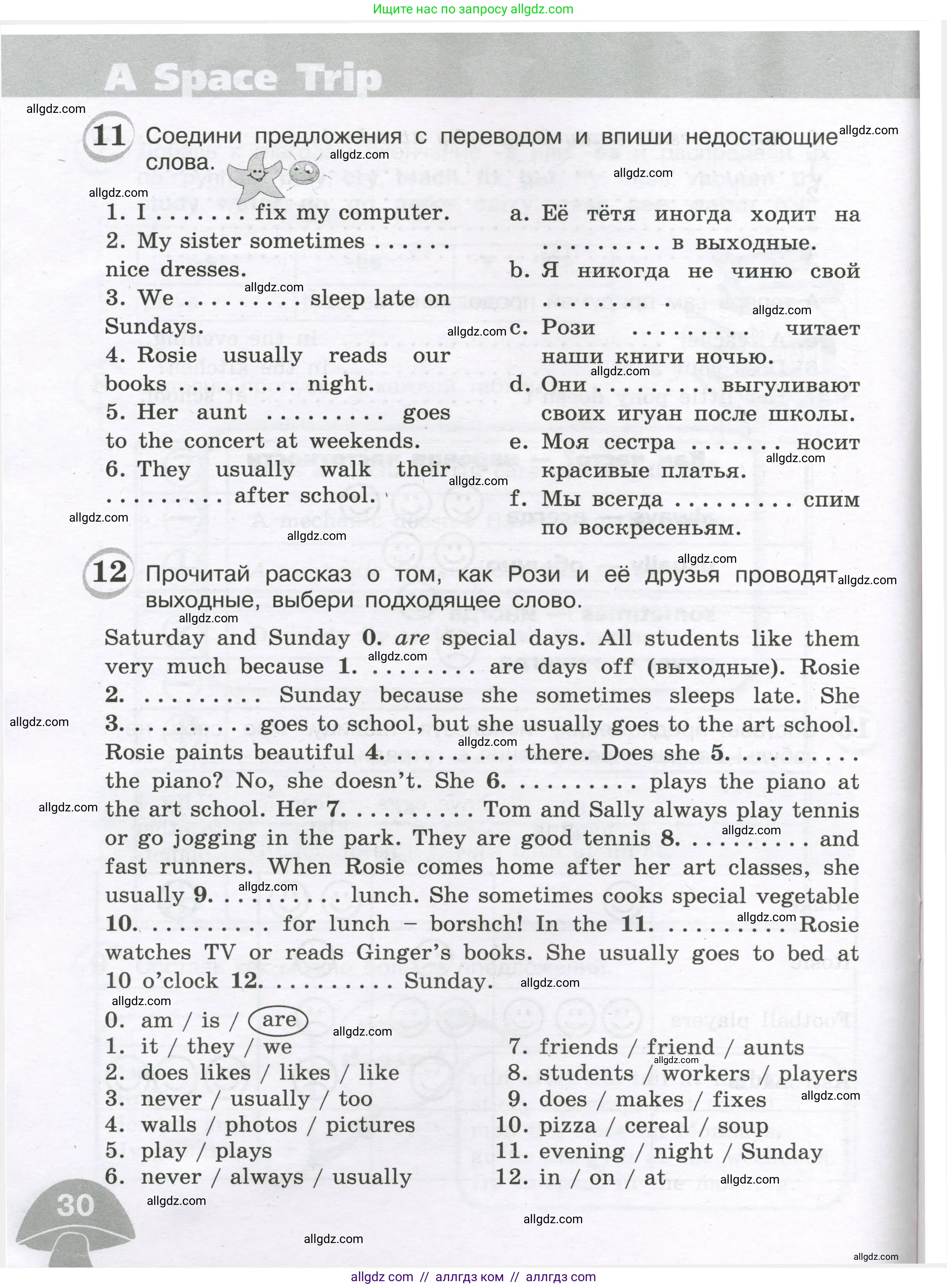 Английский язык (english), 4 класс сборник грамматических упражнений, автор: Рязанцева Светлана Борисовна, издательство Просвещение, Москва, 2023, белого цвета, страница 30