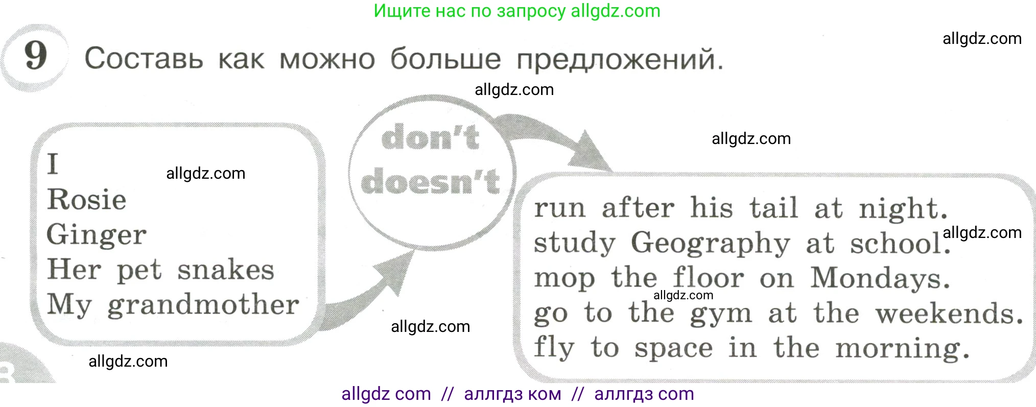 Английский язык (english), 4 класс сборник грамматических упражнений, автор: Рязанцева Светлана Борисовна, издательство Просвещение, Москва, 2023, белого цвета, страница 28, номер 9, Условие