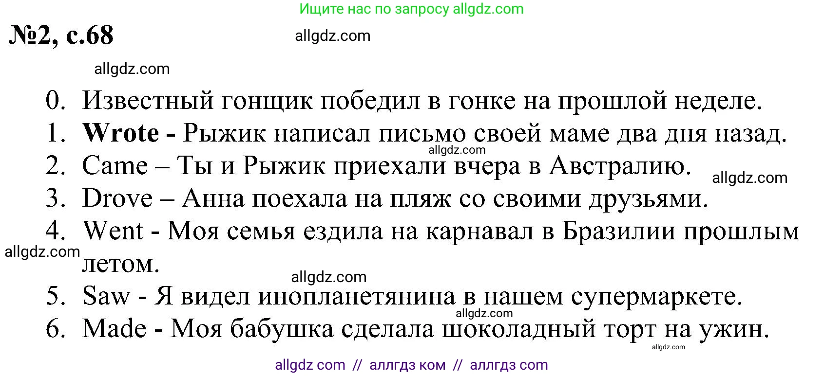 Английский язык (english), 4 класс сборник грамматических упражнений, автор: Рязанцева Светлана Борисовна, издательство Просвещение, Москва, 2023, белого цвета, страница 68, номер 2, Решение
