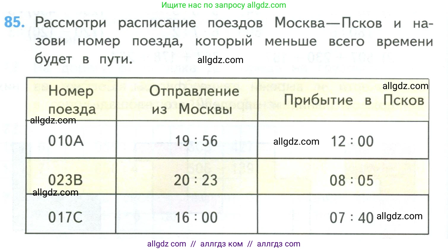 Математика, 4 класс Учебник, авторы: Моро Мария Игнатьевна, Бантова Мария Александровна, Бельтюкова Галина Васильевна, Волкова Светлана Ивановна, Степанова Светлана Вячеславовна, издательство Просвещение, Москва, 2023, белого цвета, Часть 1, страница 16, номер 85, Условие