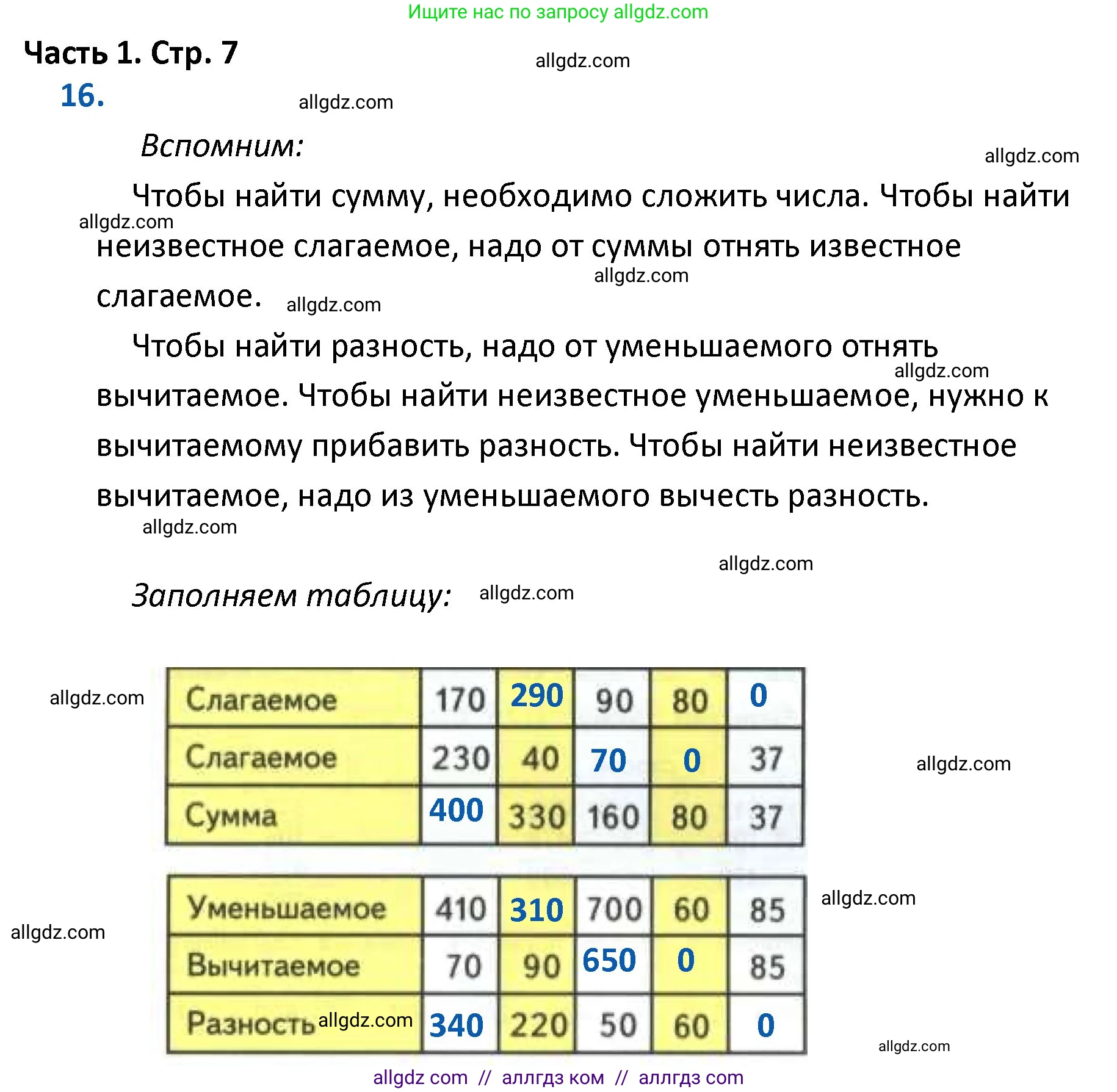 Математика, 4 класс Учебник, авторы: Моро Мария Игнатьевна, Бантова Мария Александровна, Бельтюкова Галина Васильевна, Волкова Светлана Ивановна, Степанова Светлана Вячеславовна, издательство Просвещение, Москва, 2023, белого цвета, Часть 1, страница 7, номер 16, Решение 1