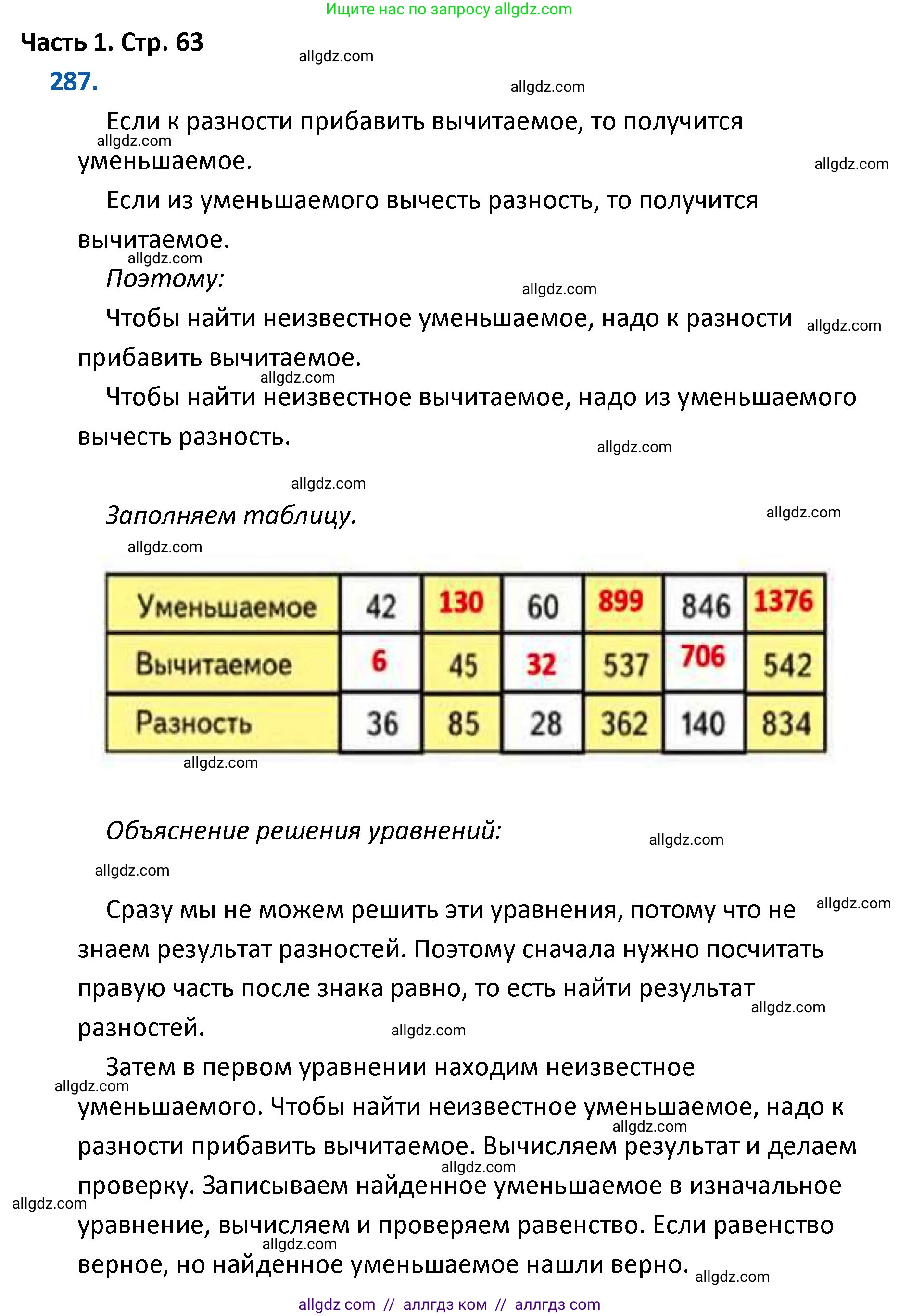 Математика, 4 класс Учебник, авторы: Моро Мария Игнатьевна, Бантова Мария Александровна, Бельтюкова Галина Васильевна, Волкова Светлана Ивановна, Степанова Светлана Вячеславовна, издательство Просвещение, Москва, 2023, белого цвета, Часть 1, страница 63, номер 287, Решение 1