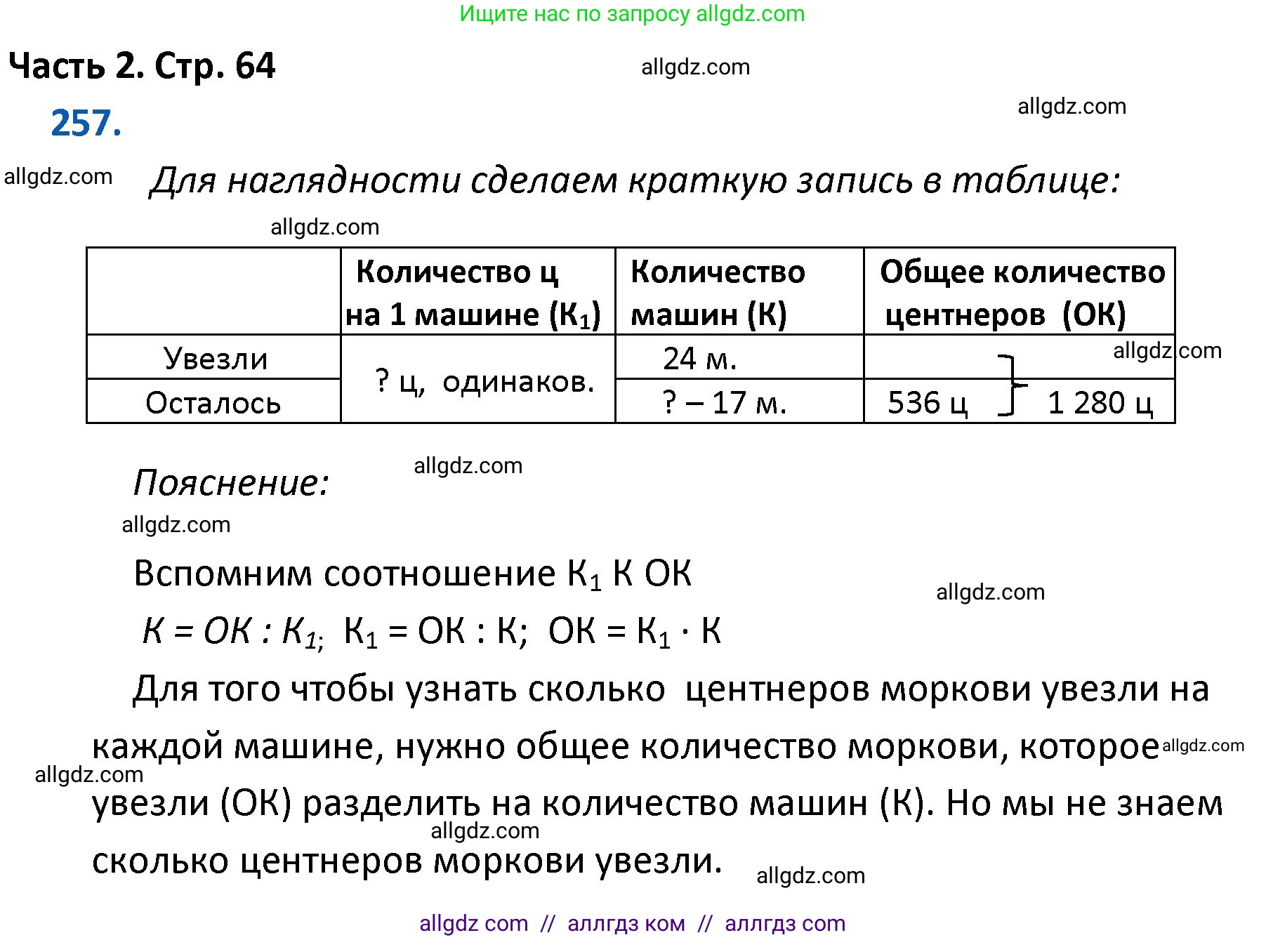 Математика, 4 класс Учебник, авторы: Моро Мария Игнатьевна, Бантова Мария Александровна, Бельтюкова Галина Васильевна, Волкова Светлана Ивановна, Степанова Светлана Вячеславовна, издательство Просвещение, Москва, 2023, белого цвета, Часть 2, страница 64, номер 257, Решение 1