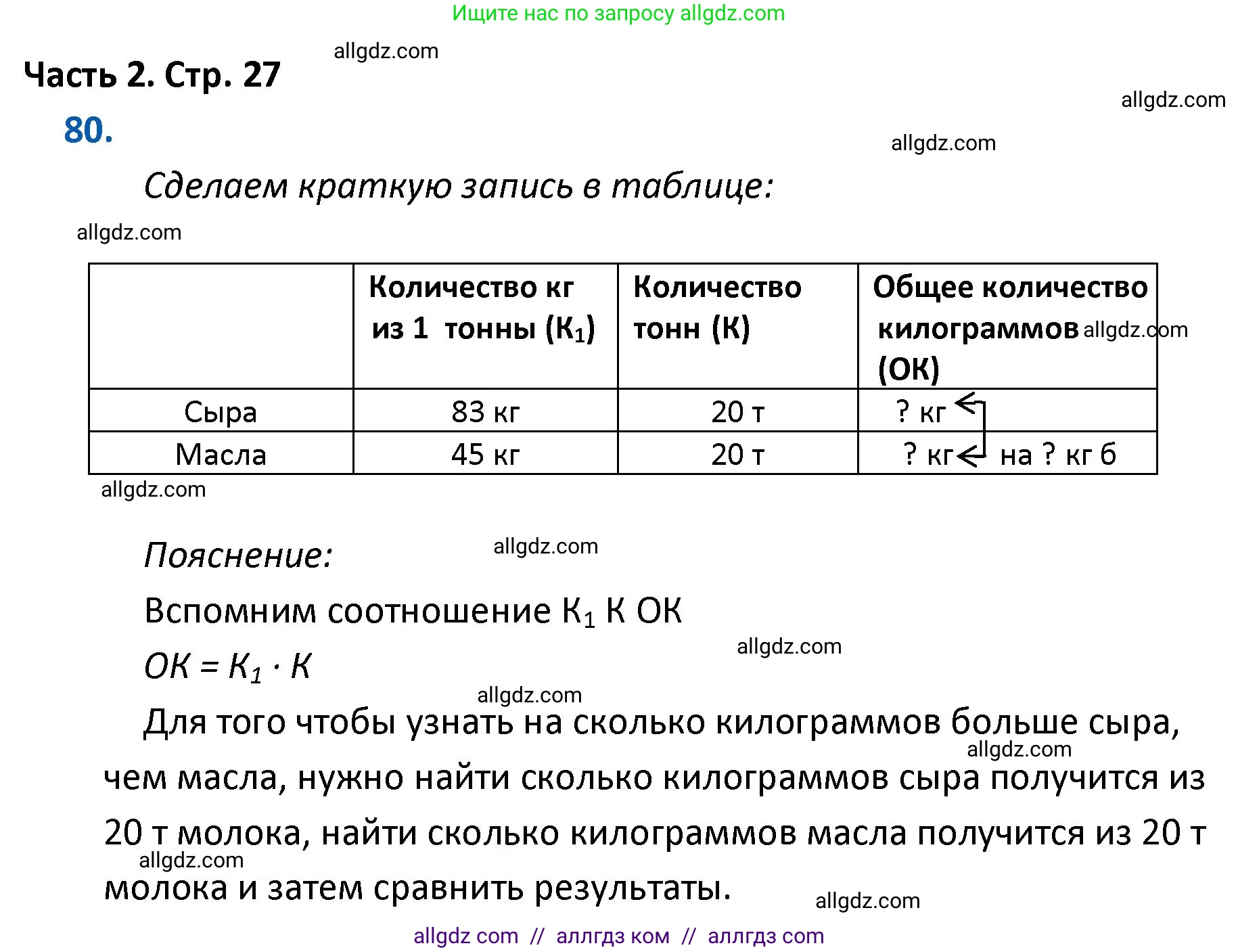 Математика, 4 класс Учебник, авторы: Моро Мария Игнатьевна, Бантова Мария Александровна, Бельтюкова Галина Васильевна, Волкова Светлана Ивановна, Степанова Светлана Вячеславовна, издательство Просвещение, Москва, 2023, белого цвета, Часть 2, страница 27, номер 80, Решение 1