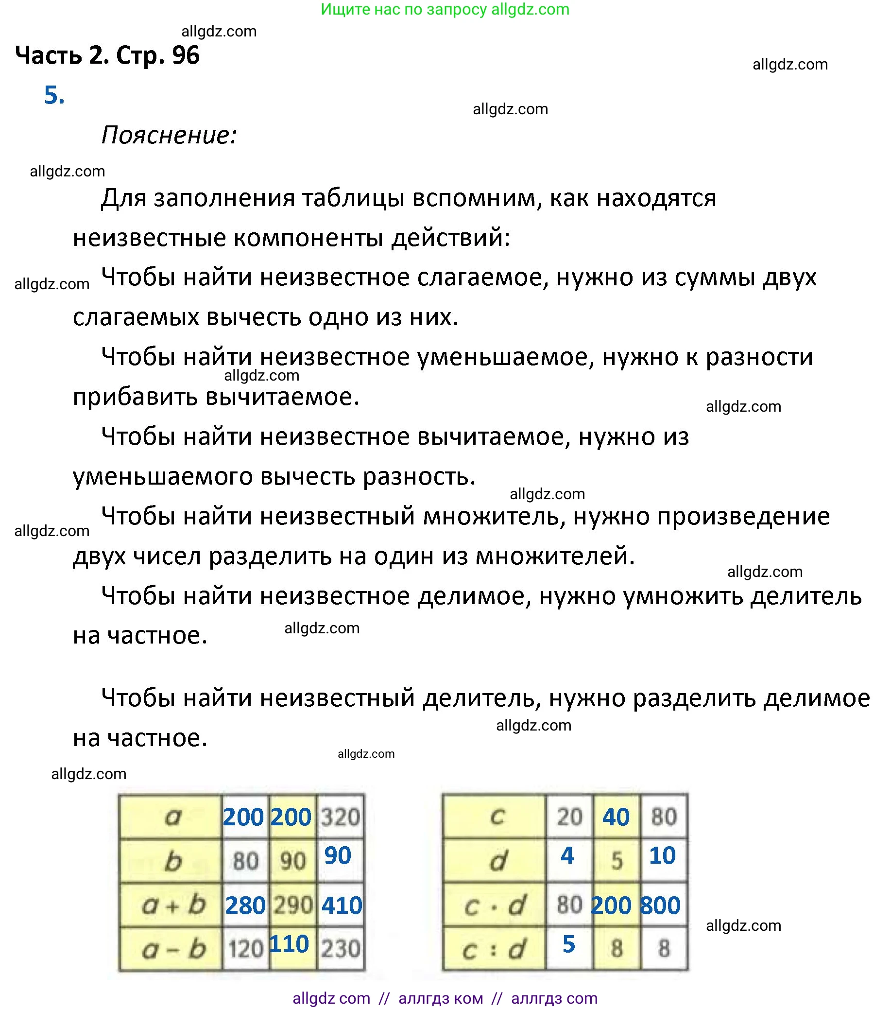 Математика, 4 класс Учебник, авторы: Моро Мария Игнатьевна, Бантова Мария Александровна, Бельтюкова Галина Васильевна, Волкова Светлана Ивановна, Степанова Светлана Вячеславовна, издательство Просвещение, Москва, 2023, белого цвета, Часть 2, страница 96, номер 5, Решение 1
