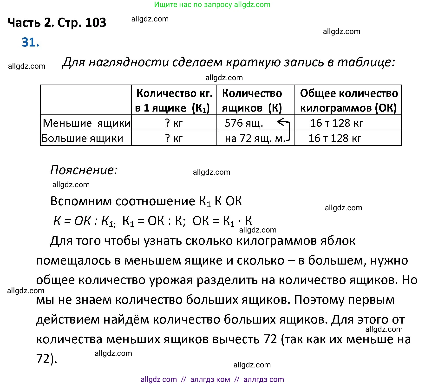Математика, 4 класс Учебник, авторы: Моро Мария Игнатьевна, Бантова Мария Александровна, Бельтюкова Галина Васильевна, Волкова Светлана Ивановна, Степанова Светлана Вячеславовна, издательство Просвещение, Москва, 2023, белого цвета, Часть 2, страница 103, номер 31, Решение 1
