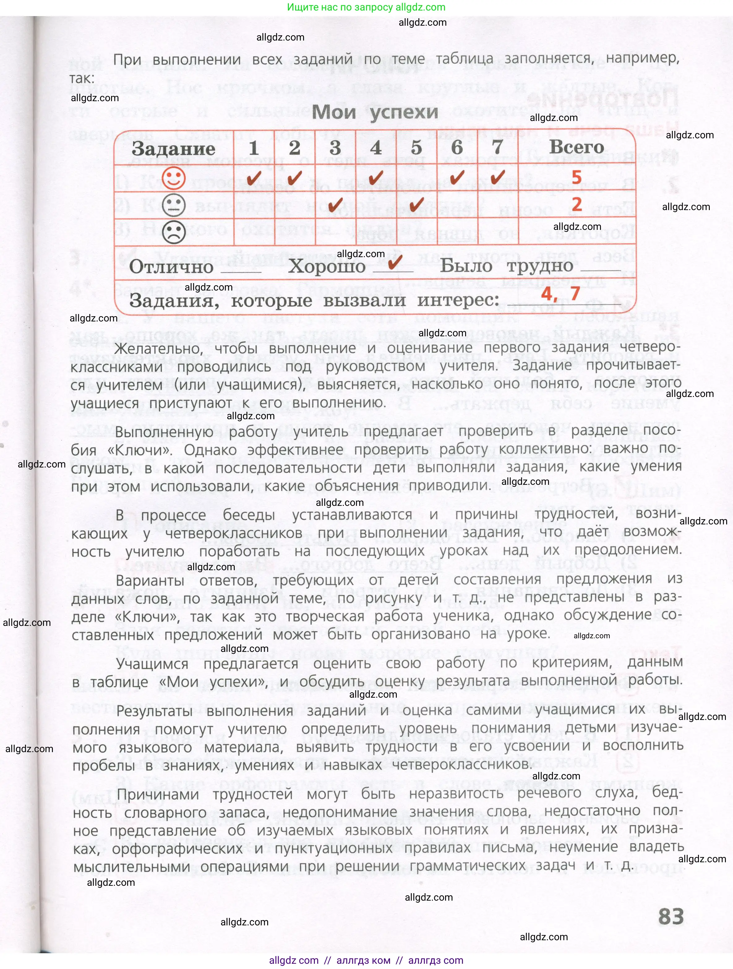 Русский язык, 4 класс Тетрадь учебных достижений, автор: Канакина Валентина Павловна, издательство Просвещение, Москва, 2023, белого цвета, страница 83