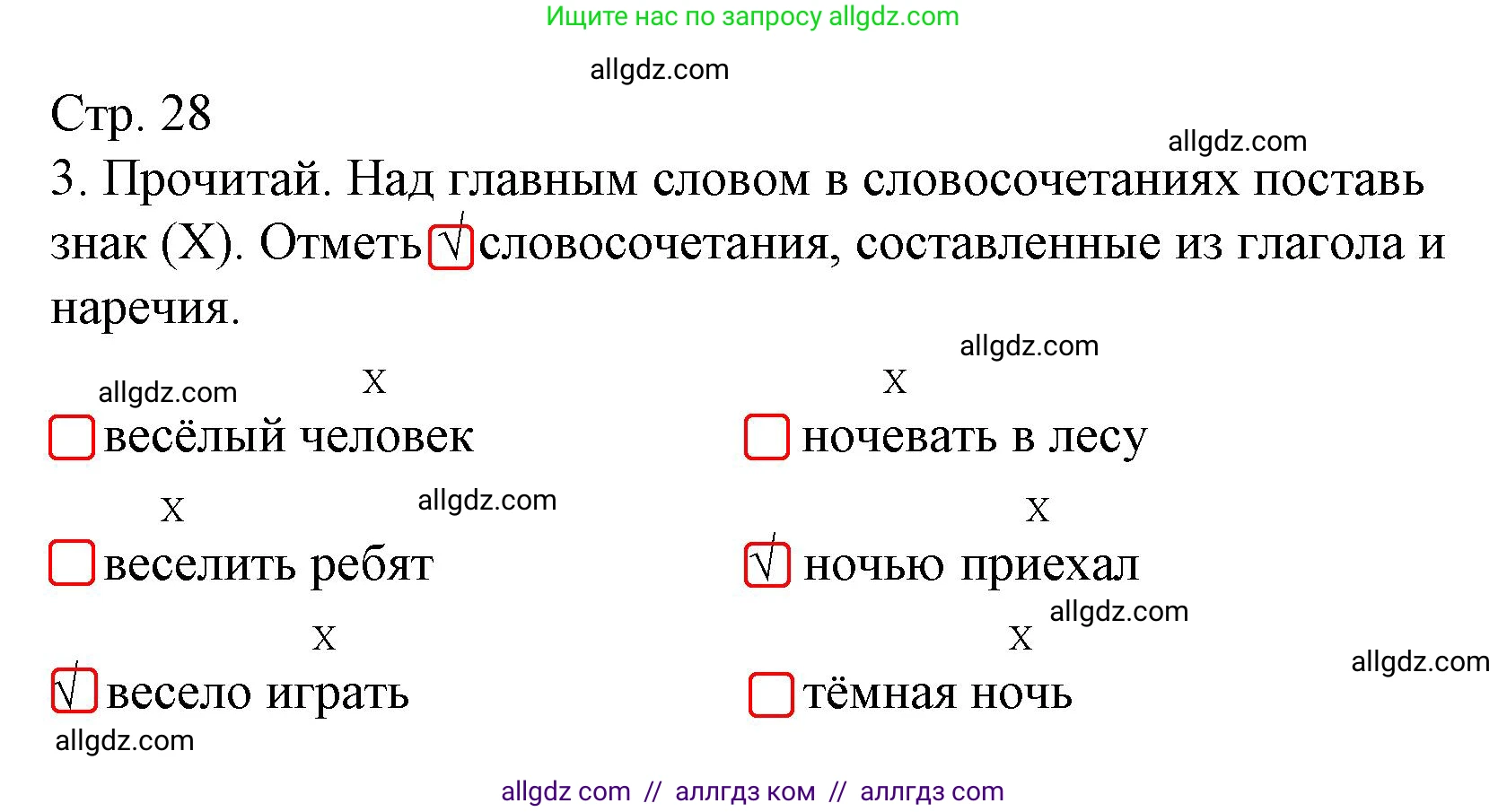 Русский язык, 4 класс Тетрадь учебных достижений, автор: Канакина Валентина Павловна, издательство Просвещение, Москва, 2023, белого цвета, страница 28, номер 3, Решение