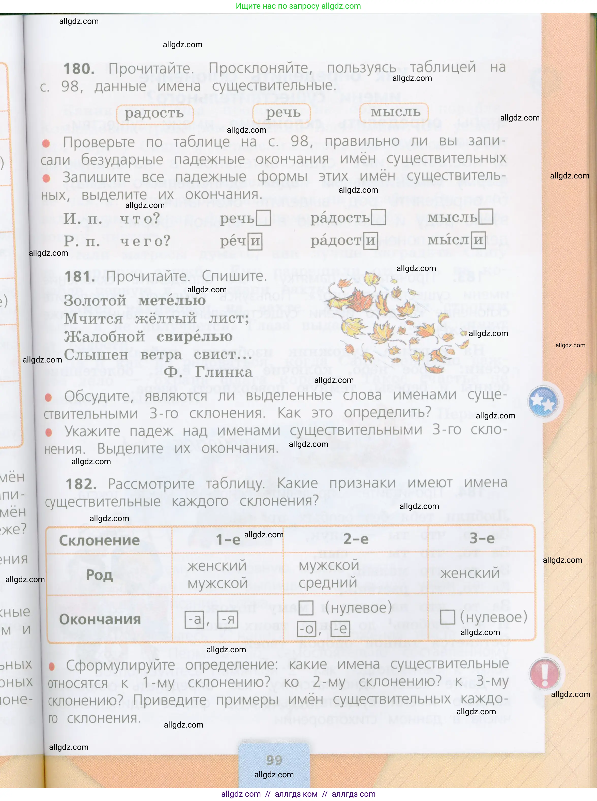 Русский язык, 4 класс Учебник, авторы: Канакина Валентина Павловна, Горецкий Всеслав Гаврилович, издательство Просвещение, Москва, 2023, белого цвета, Часть 1, страница 99