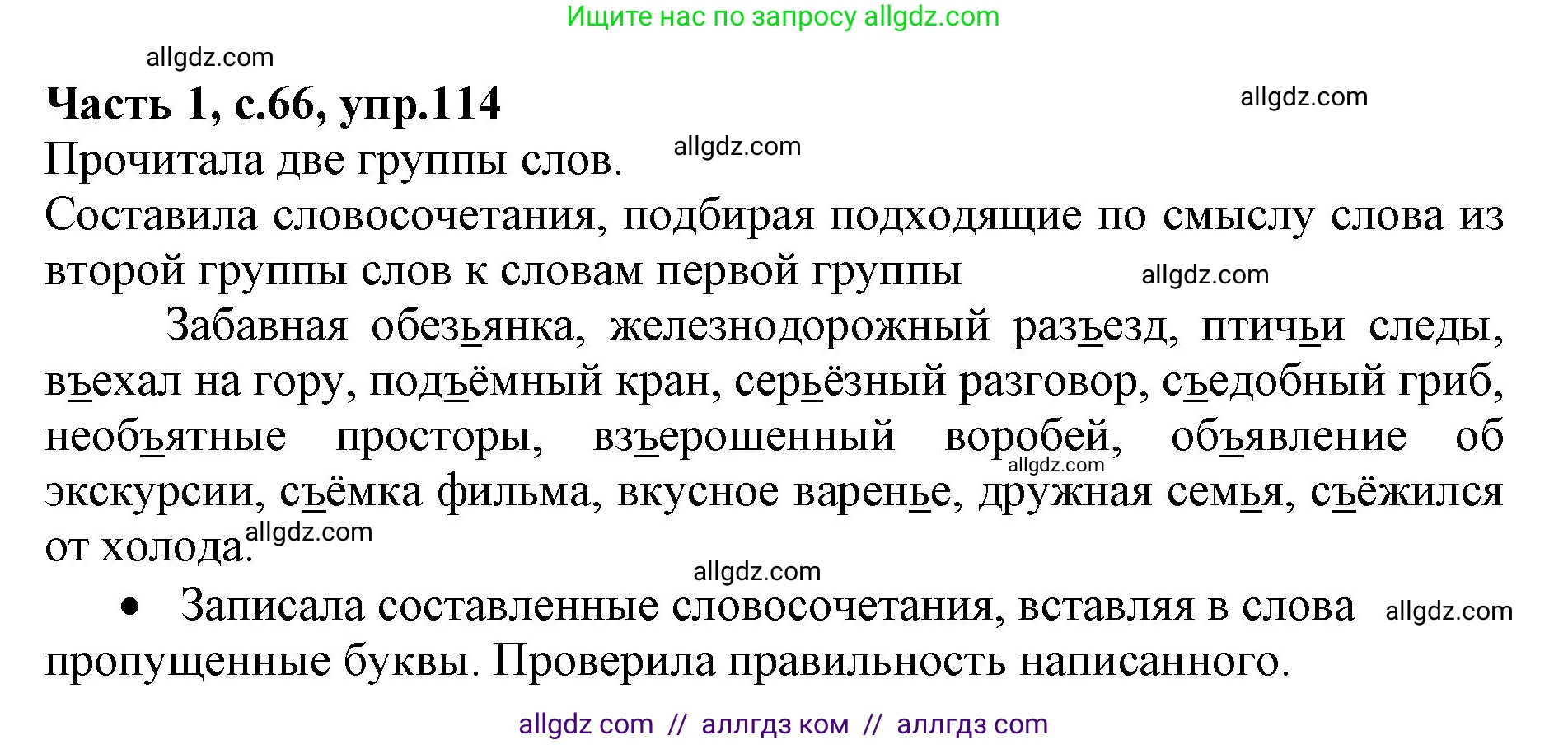 Русский язык, 4 класс Учебник, авторы: Канакина Валентина Павловна, Горецкий Всеслав Гаврилович, издательство Просвещение, Москва, 2023, белого цвета, Часть 1, страница 66, номер 114, Решение