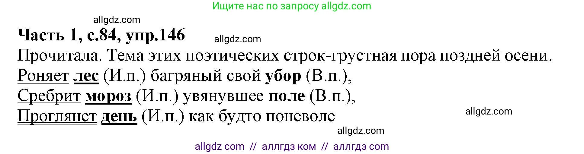 Русский язык, 4 класс Учебник, авторы: Канакина Валентина Павловна, Горецкий Всеслав Гаврилович, издательство Просвещение, Москва, 2023, белого цвета, Часть 1, страница 84, номер 146, Решение