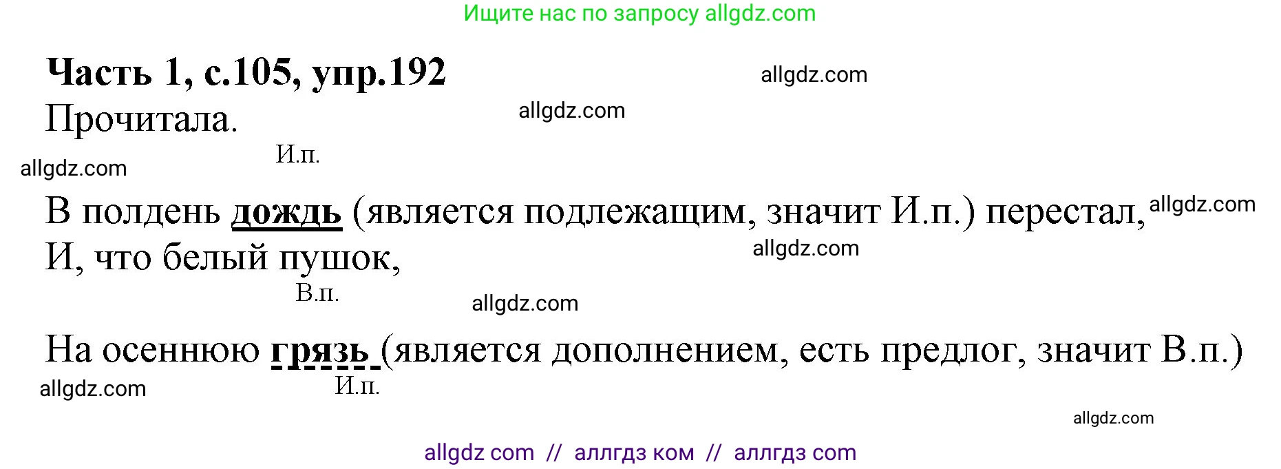Русский язык, 4 класс Учебник, авторы: Канакина Валентина Павловна, Горецкий Всеслав Гаврилович, издательство Просвещение, Москва, 2023, белого цвета, Часть 1, страница 105, номер 192, Решение