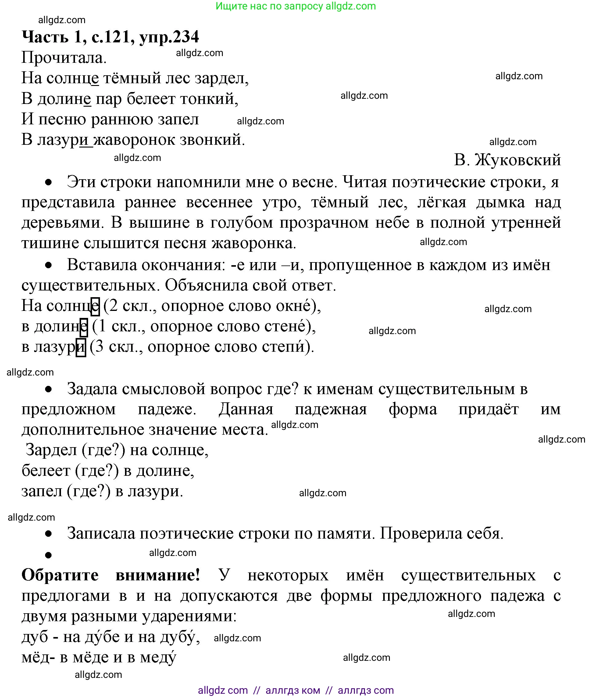 Русский язык, 4 класс Учебник, авторы: Канакина Валентина Павловна, Горецкий Всеслав Гаврилович, издательство Просвещение, Москва, 2023, белого цвета, Часть 1, страница 121, номер 234, Решение