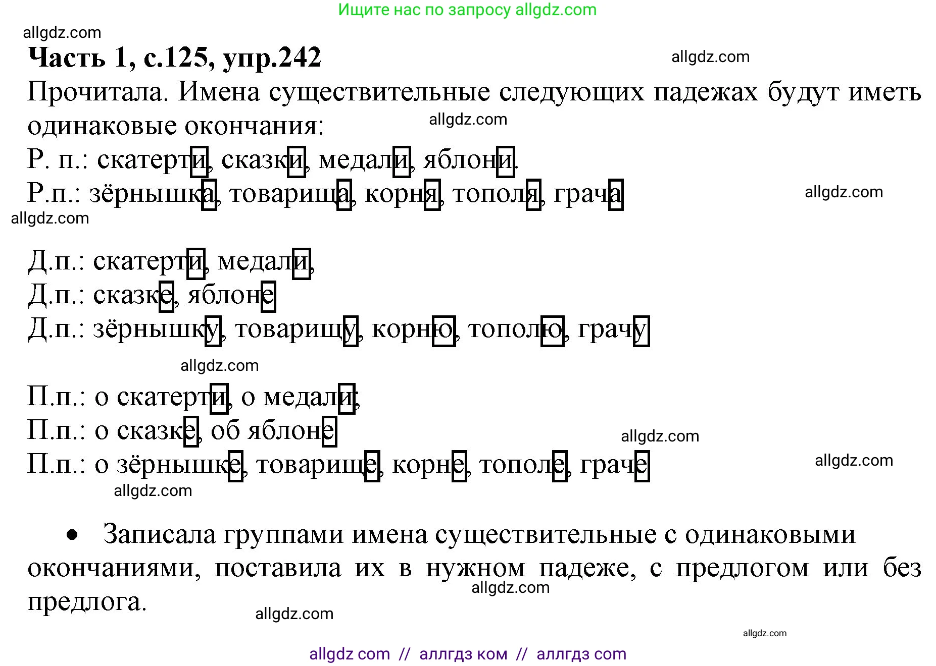 Русский язык, 4 класс Учебник, авторы: Канакина Валентина Павловна, Горецкий Всеслав Гаврилович, издательство Просвещение, Москва, 2023, белого цвета, Часть 1, страница 125, номер 242, Решение
