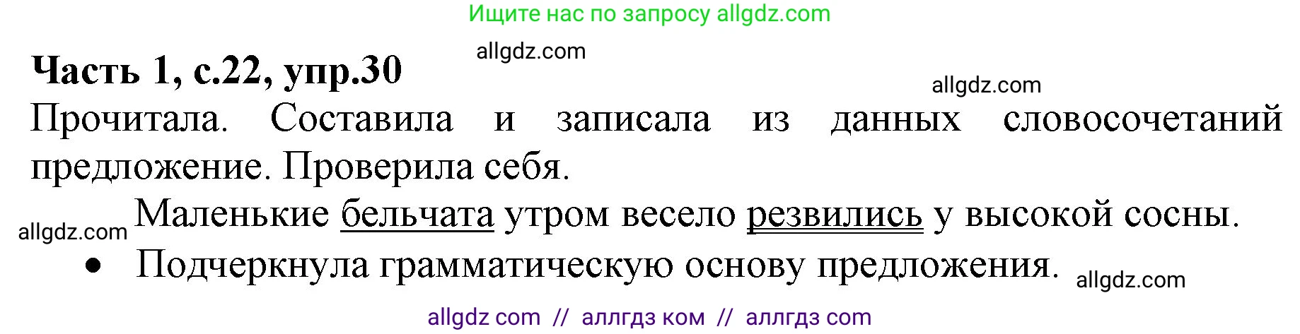 Русский язык, 4 класс Учебник, авторы: Канакина Валентина Павловна, Горецкий Всеслав Гаврилович, издательство Просвещение, Москва, 2023, белого цвета, Часть 1, страница 22, номер 30, Решение