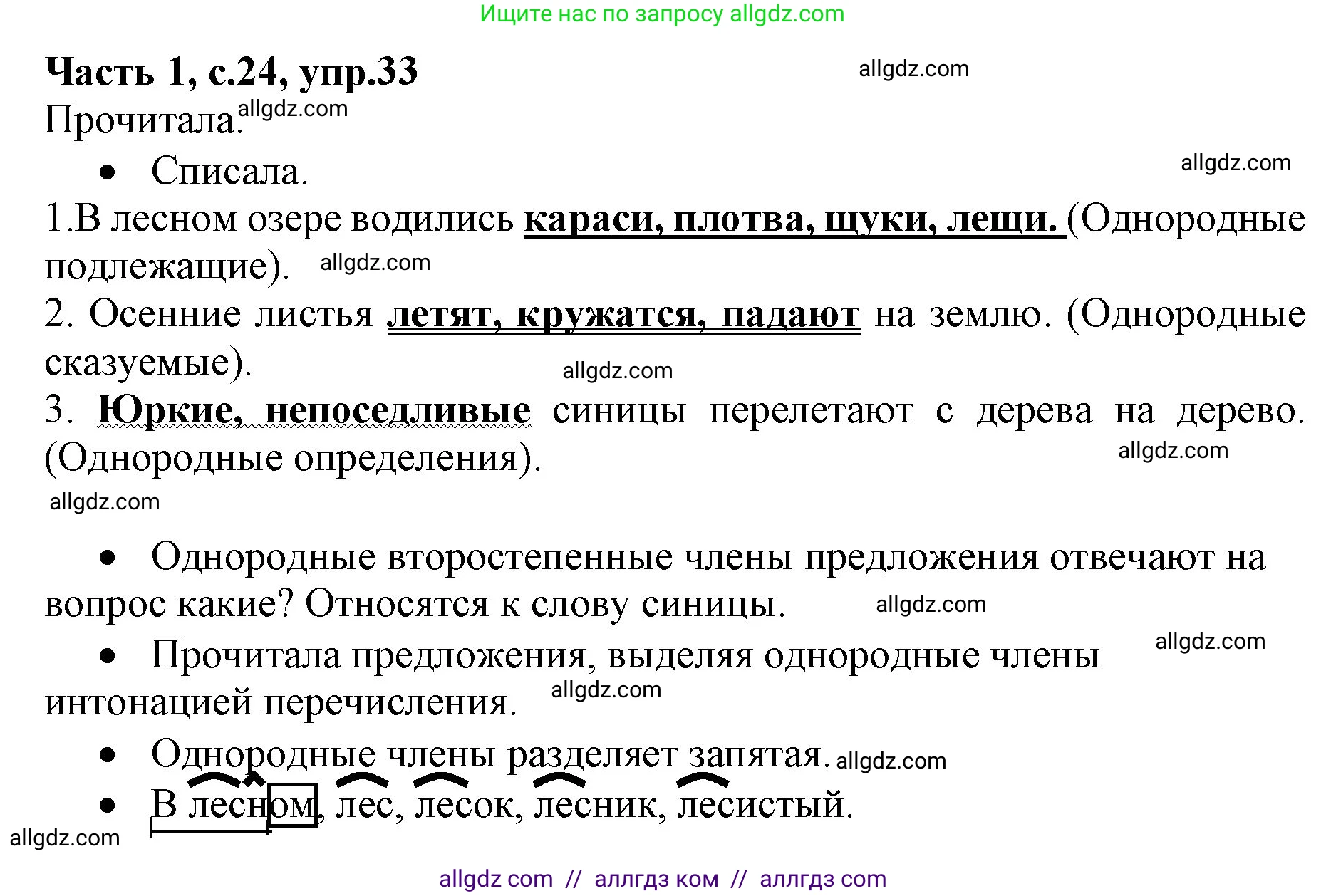 Русский язык, 4 класс Учебник, авторы: Канакина Валентина Павловна, Горецкий Всеслав Гаврилович, издательство Просвещение, Москва, 2023, белого цвета, Часть 1, страница 24, номер 33, Решение