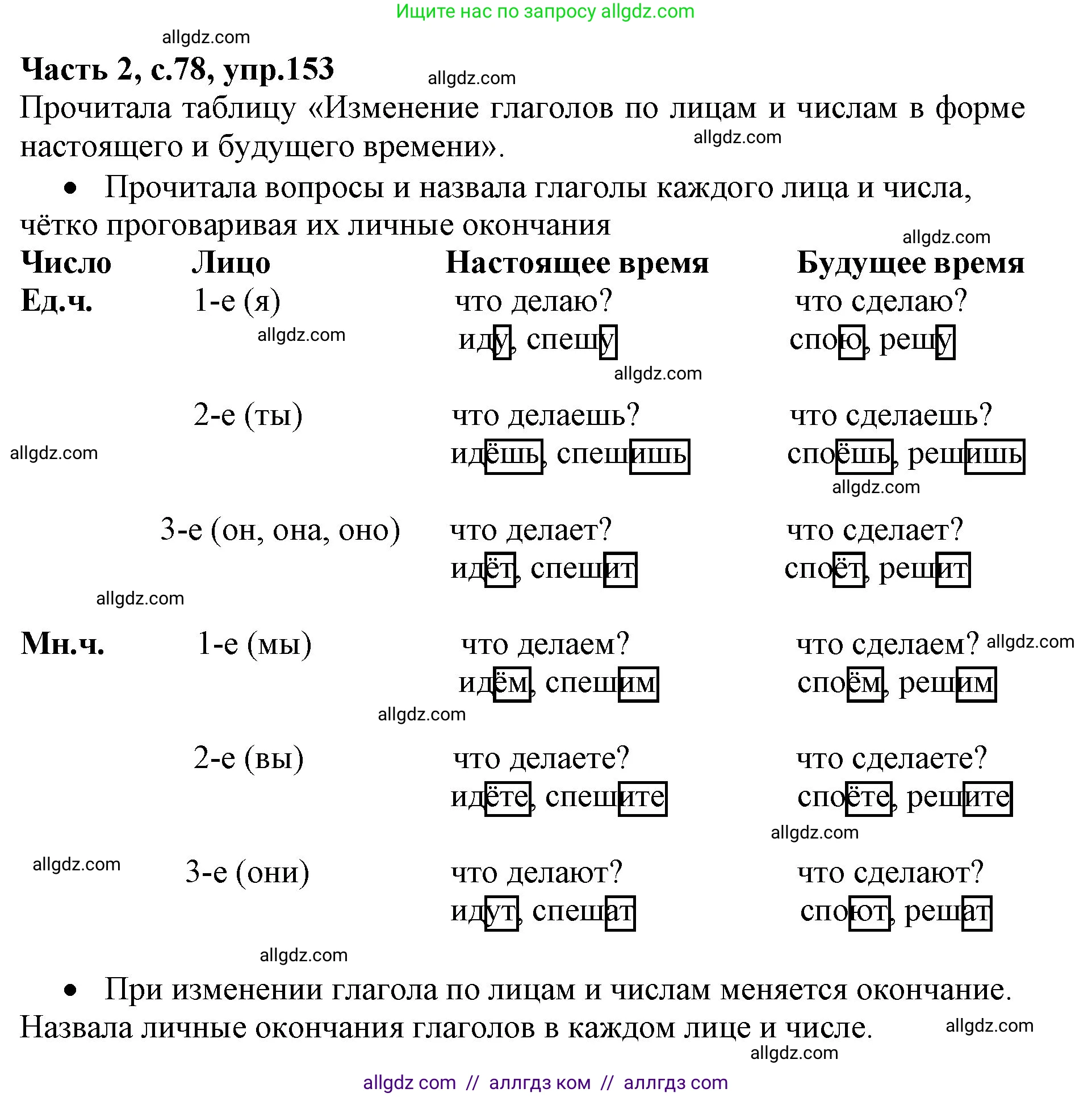 Русский язык, 4 класс Учебник, авторы: Канакина Валентина Павловна, Горецкий Всеслав Гаврилович, издательство Просвещение, Москва, 2023, белого цвета, Часть 2, страница 78, номер 153, Решение